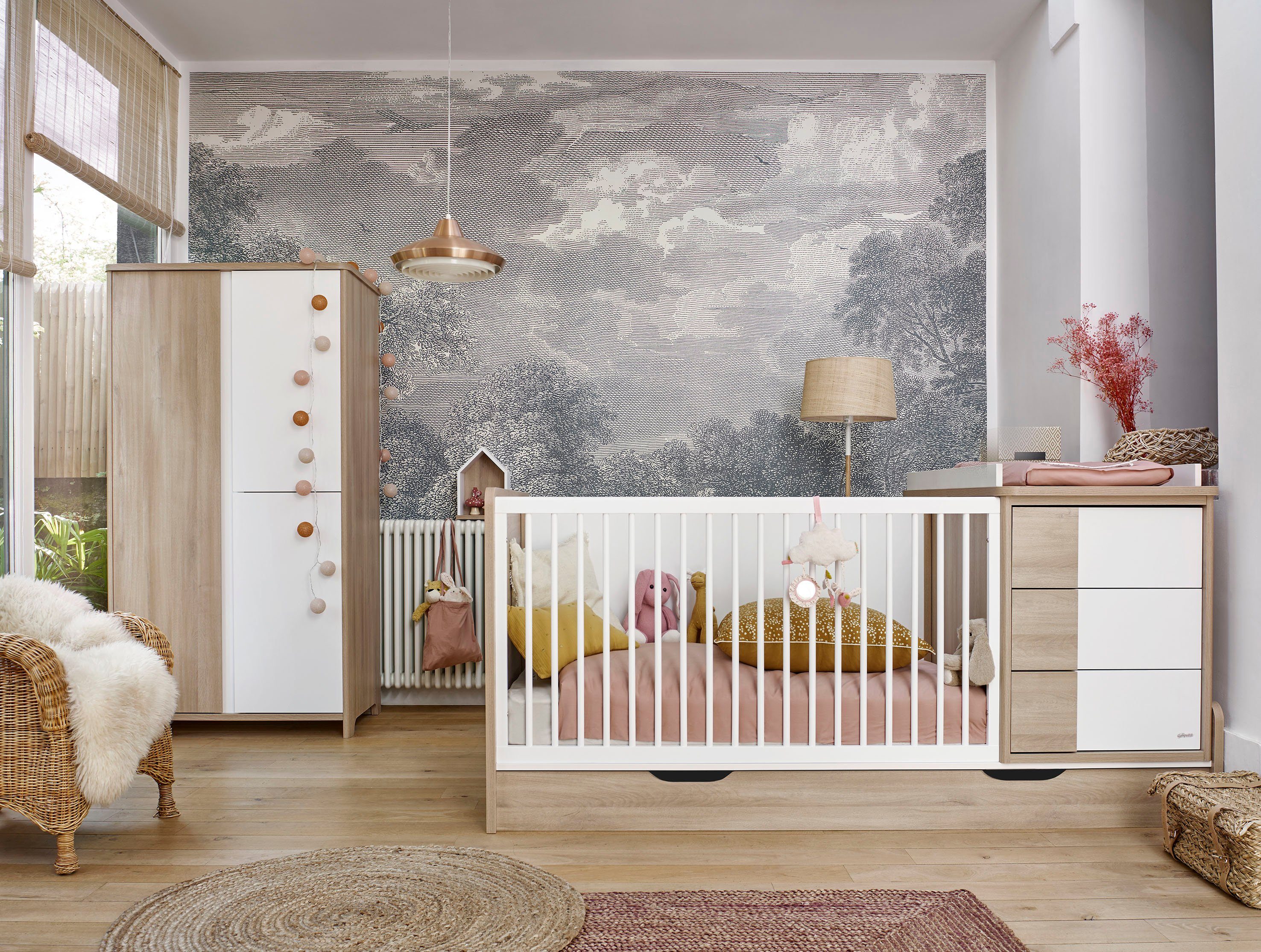 Galipette Bettanlage Sasha, (5-tlg), bestehend aus Bett, Regal, Kommode, Schreibtisch & Ablage