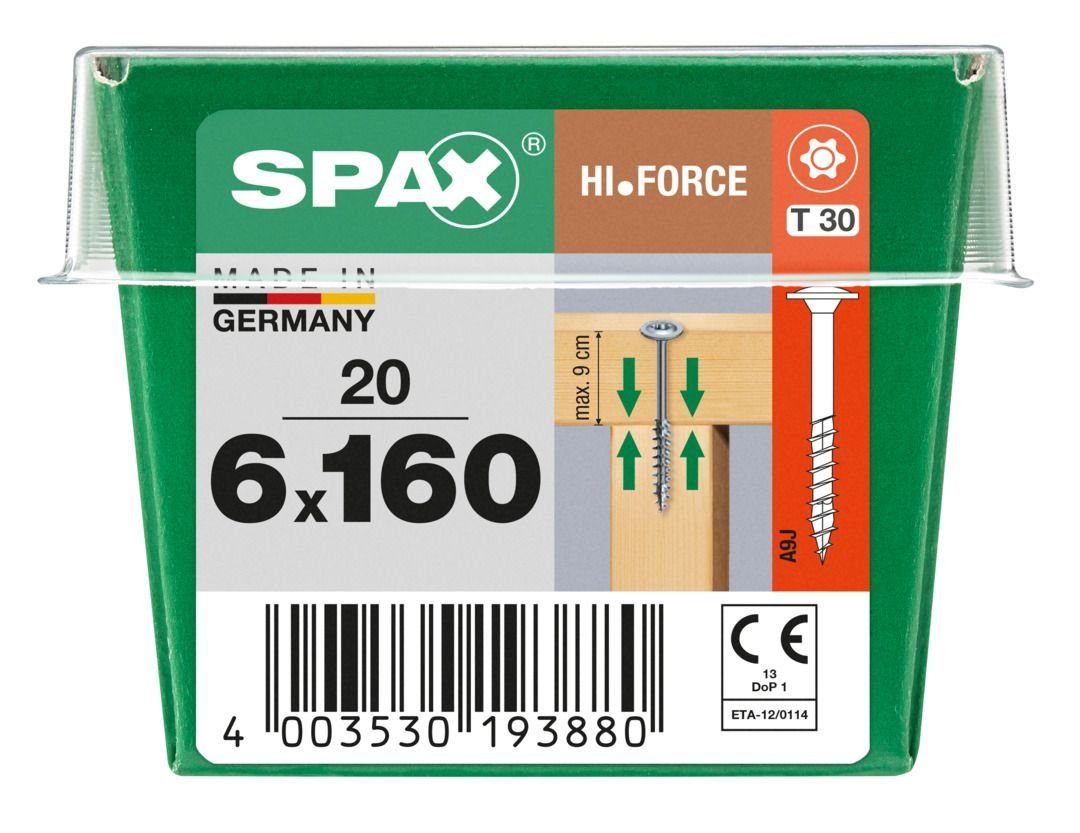 30 x SPAX Holzbauschrauben mm Holzbauschraube 6.0 20 Stk. - TX Spax 160