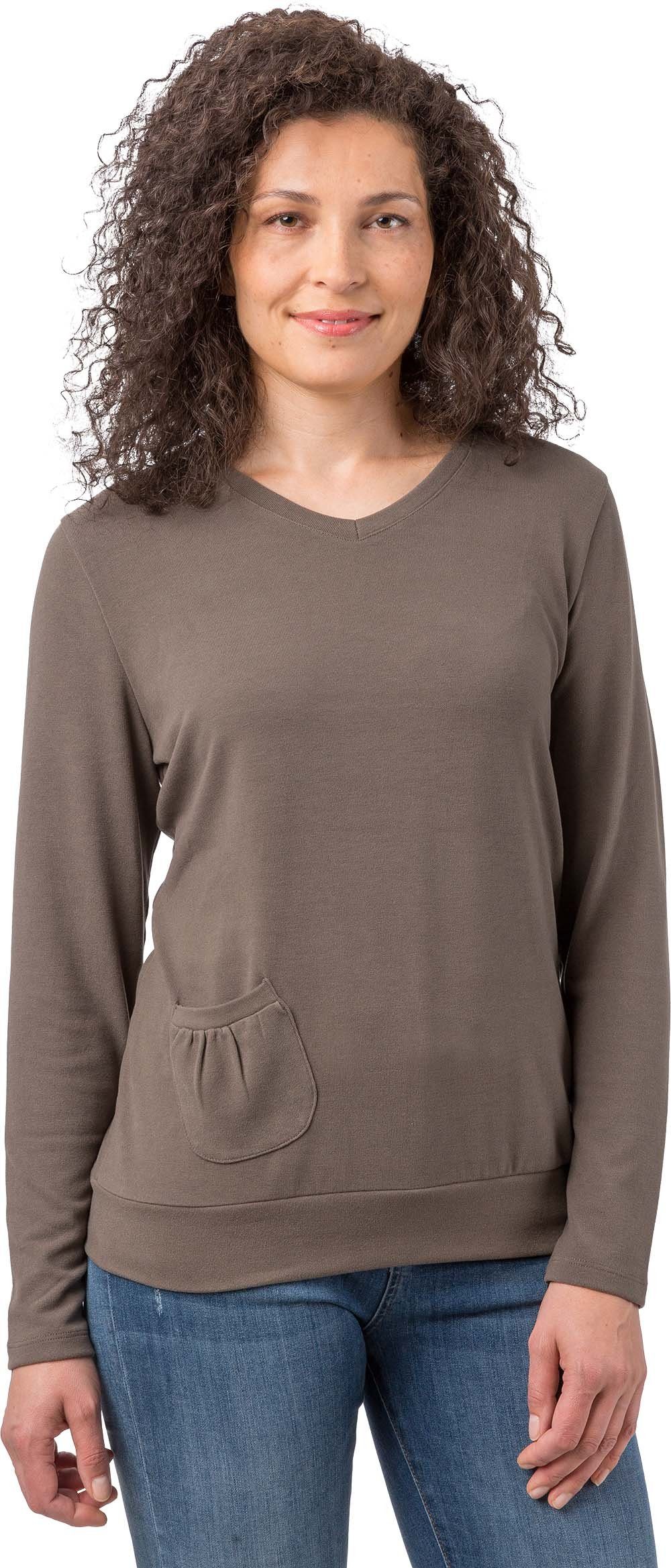 Estefania for woman V-Ausschnitt-Pullover 178-7637 mit kleiner Tasche mit elastischen Bund