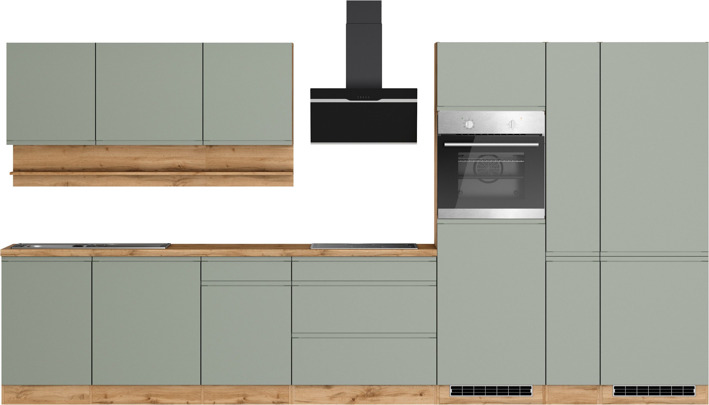 KOCHSTATION Küchenzeile KS-Virginia,neu in verbesserter Ausführung, Breite 390 cm, Soft-Close, ohne E-Geräte