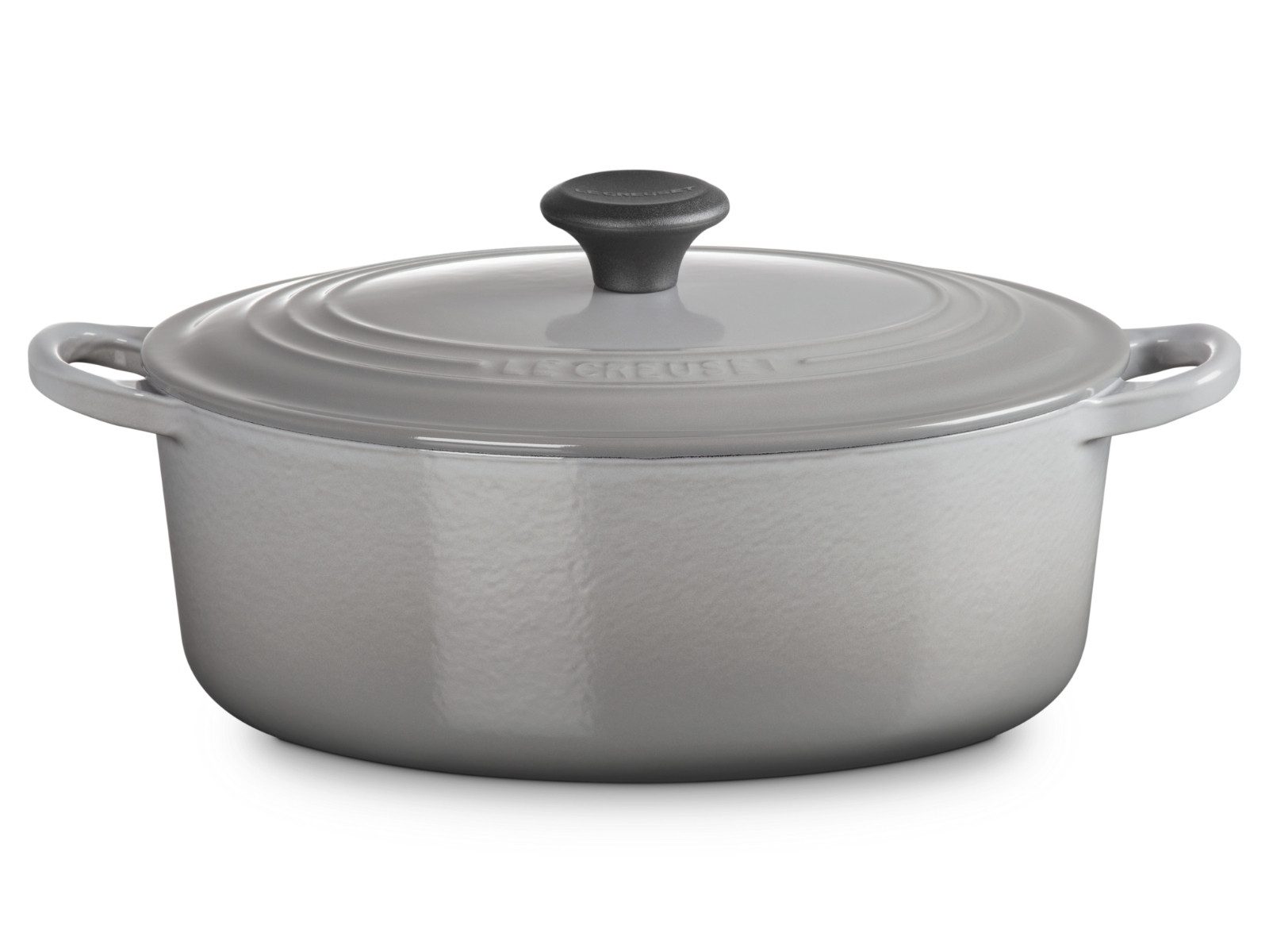 LE CREUSET Bräter Bräter Tradition oval perlgrau 29cm, Emailliertes Gusseisen