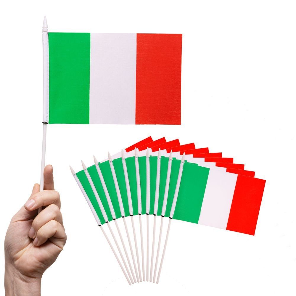 PHENO FLAGS Flagge Handfahne Italien Fähnchen Stockfahne Handflagge (10er  Set zur Deko), Flaggen mit Stab