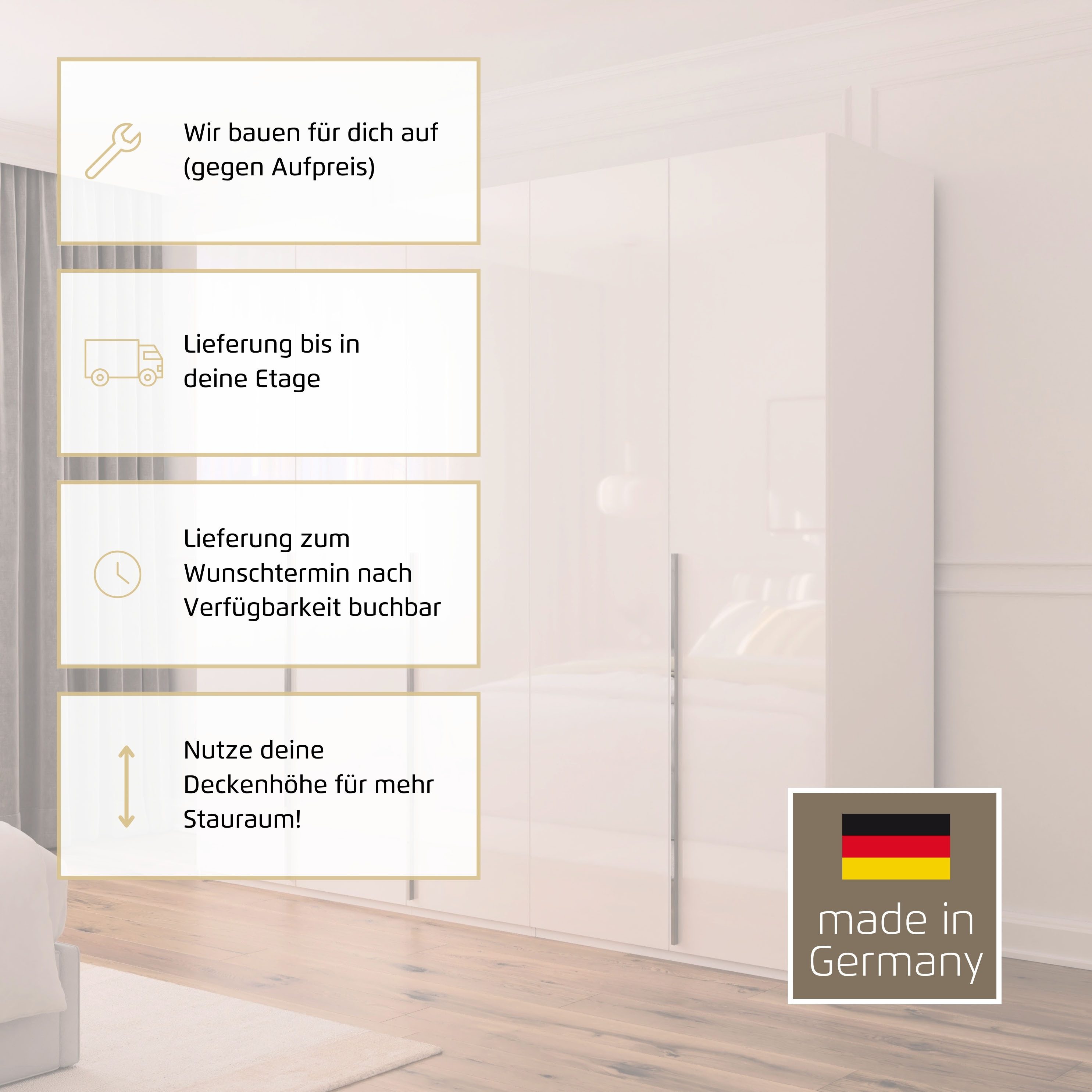 rauch Drehtürenschrank Kleiderschrank Schrank Garderobe Wäscheschrank BESTSELLER MONTCLAR (3 Ausstattungen BASIC/CLASSIC/PREMIUM (SOFT-CLOSE), Breiten 201-400 c – Bild 5 von 5