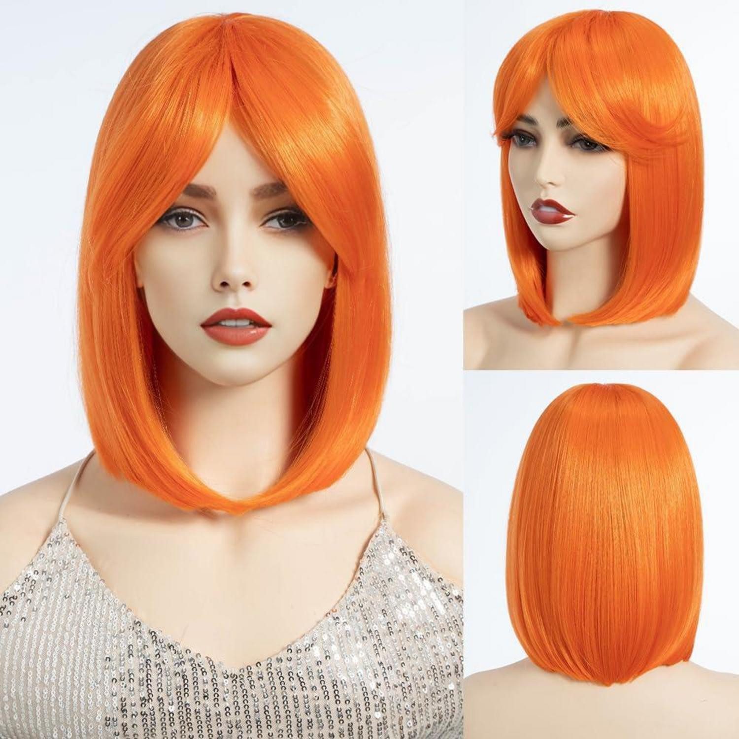 LuxusKollektion Kunsthaarperücke Perücke Bob Pony synthetisch hitzebeständig Damen Cosplay 25 cm ORANGE