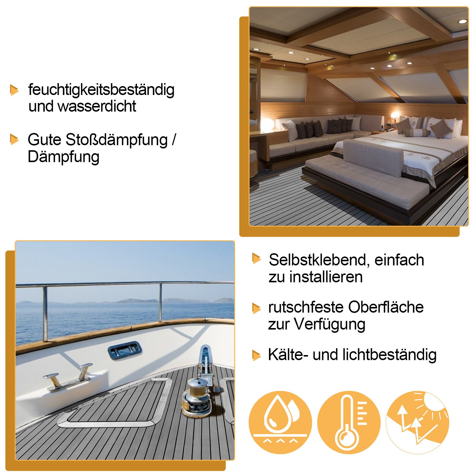 Clanmacy Bodenmatte Teak EVA Schaum Marine Teak Bodenbelag Matte Deck Teppich 240x60/90cm