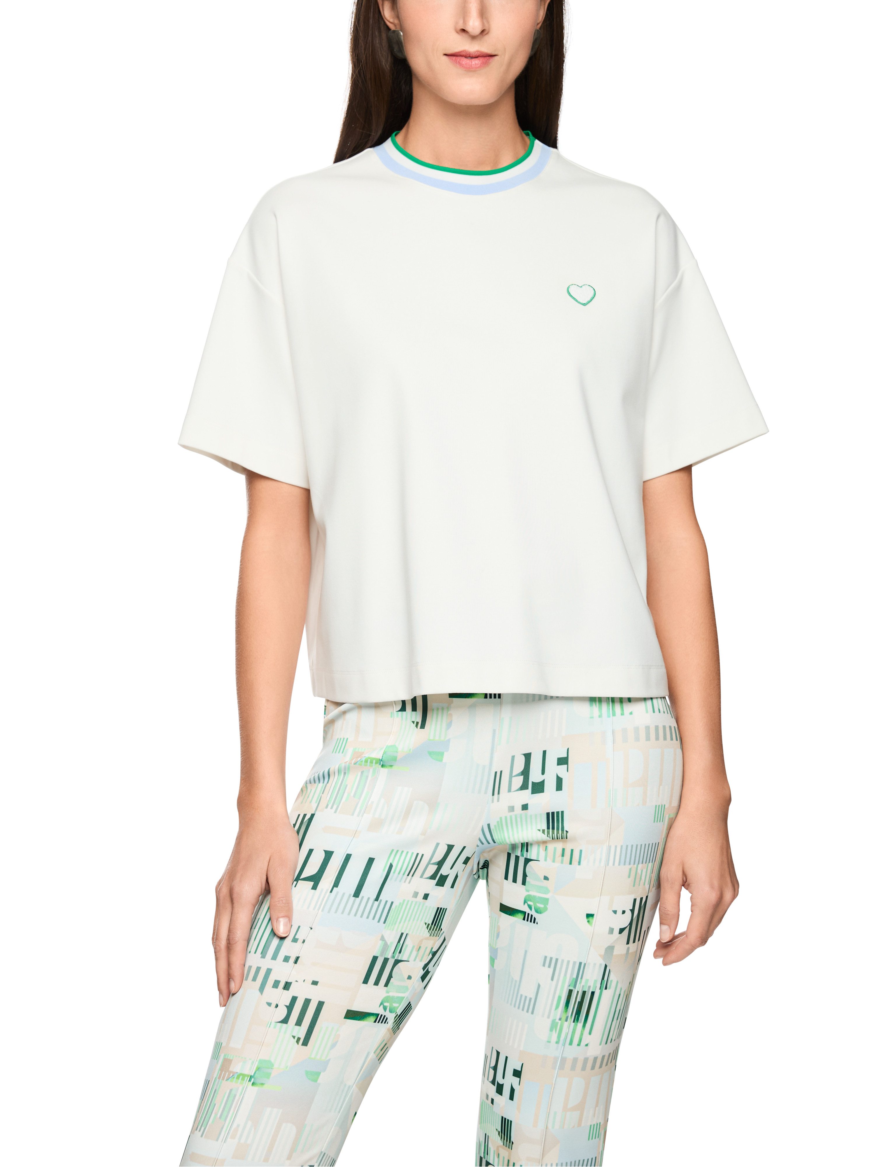 Marc Cain T-Shirt Ctiy Vibing Premium Damenmode mit Herz und Ringeldetail günstig online kaufen