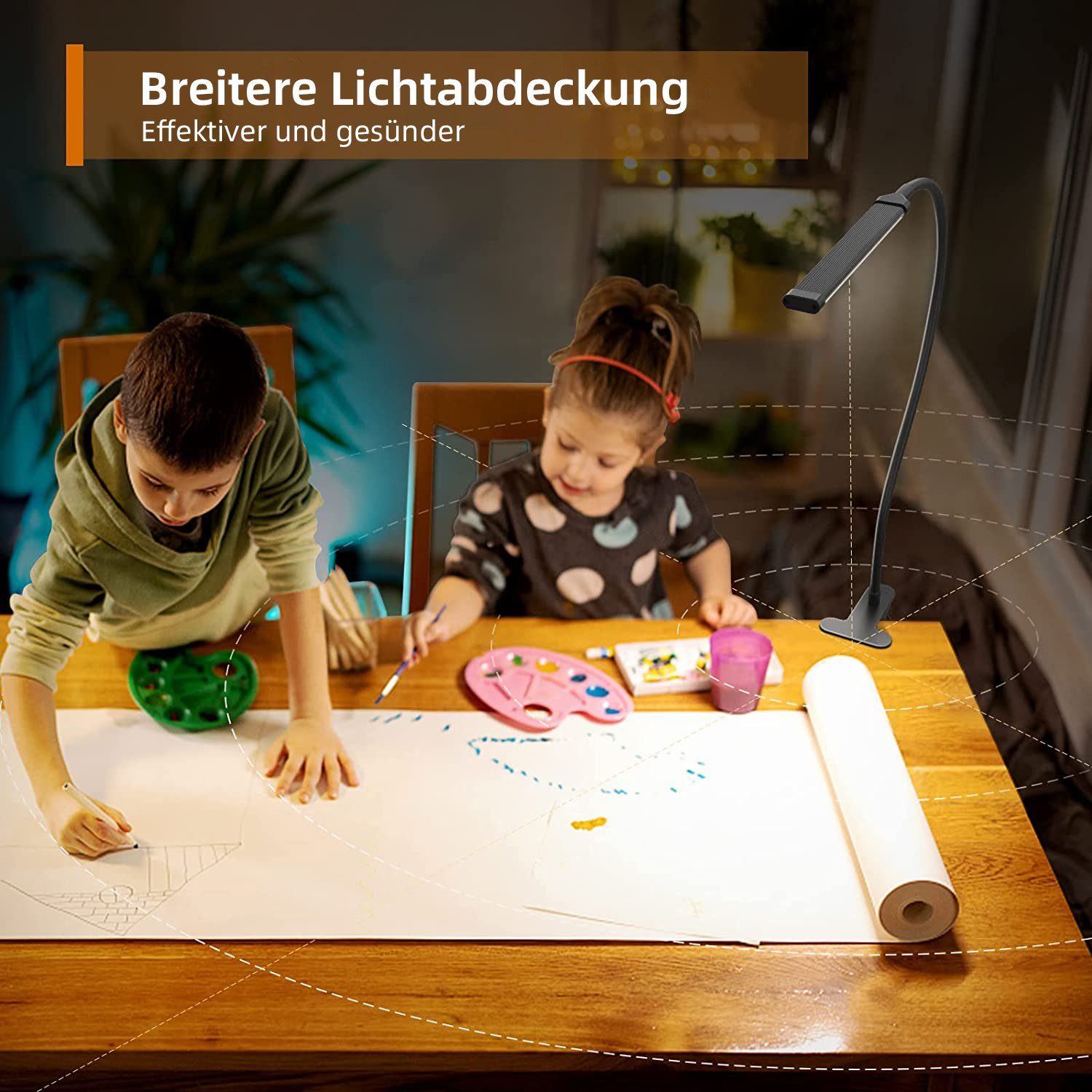 MUPOO LED Schreibtischlampe LED Klemmleuchten,3 Farbtemperatur,Clip-on-Lampe,Leselampe Klemme, 70cm USB-Betrieben,20cm Lampenkopfgröße, 40cm/70cm Lampenhöhe,USB – Bild 4 von 5