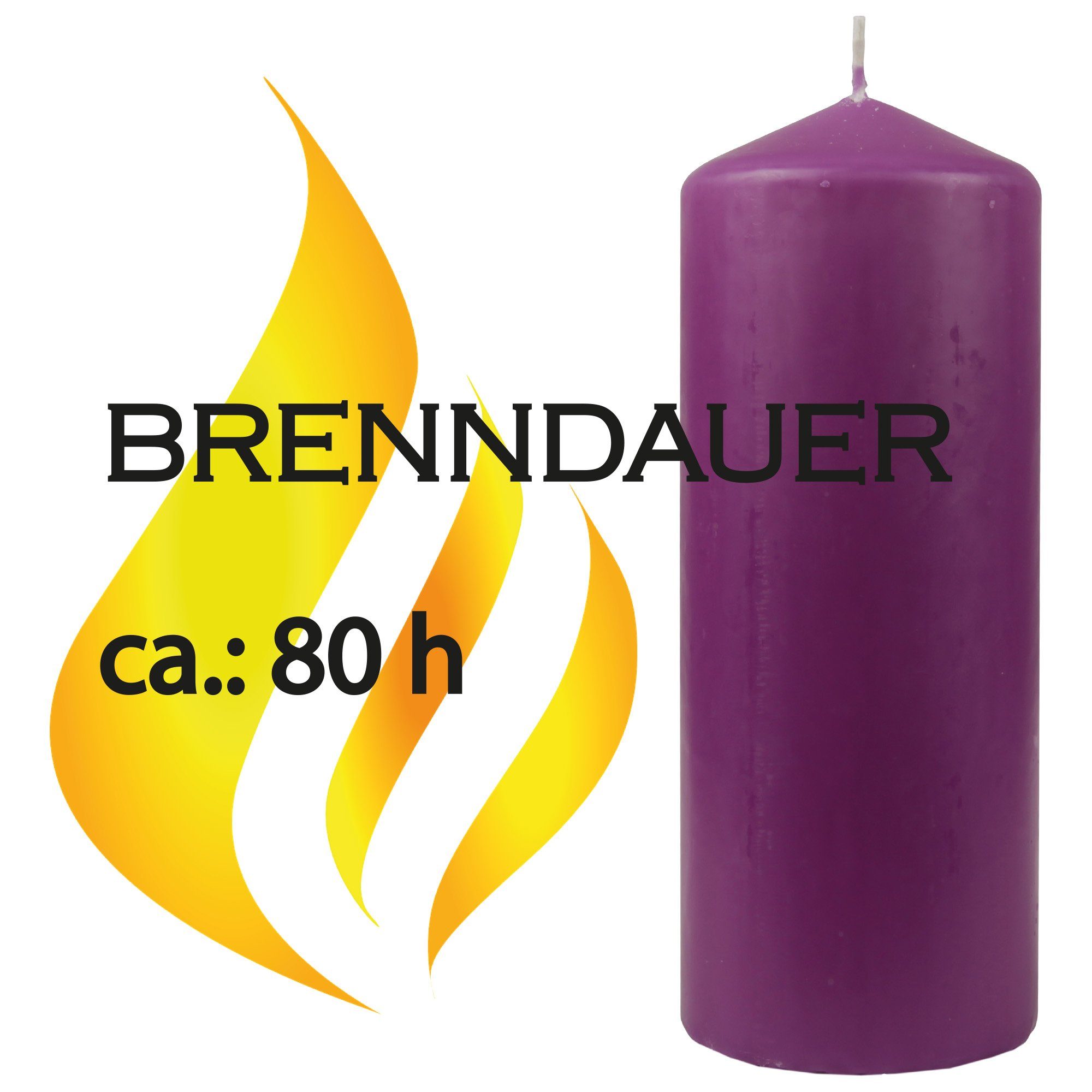 HS Candle Stumpenkerze Blockkerze (6-tlg), Wachskerzen Ø8cm x 20cm - Kerze in vielen Farben