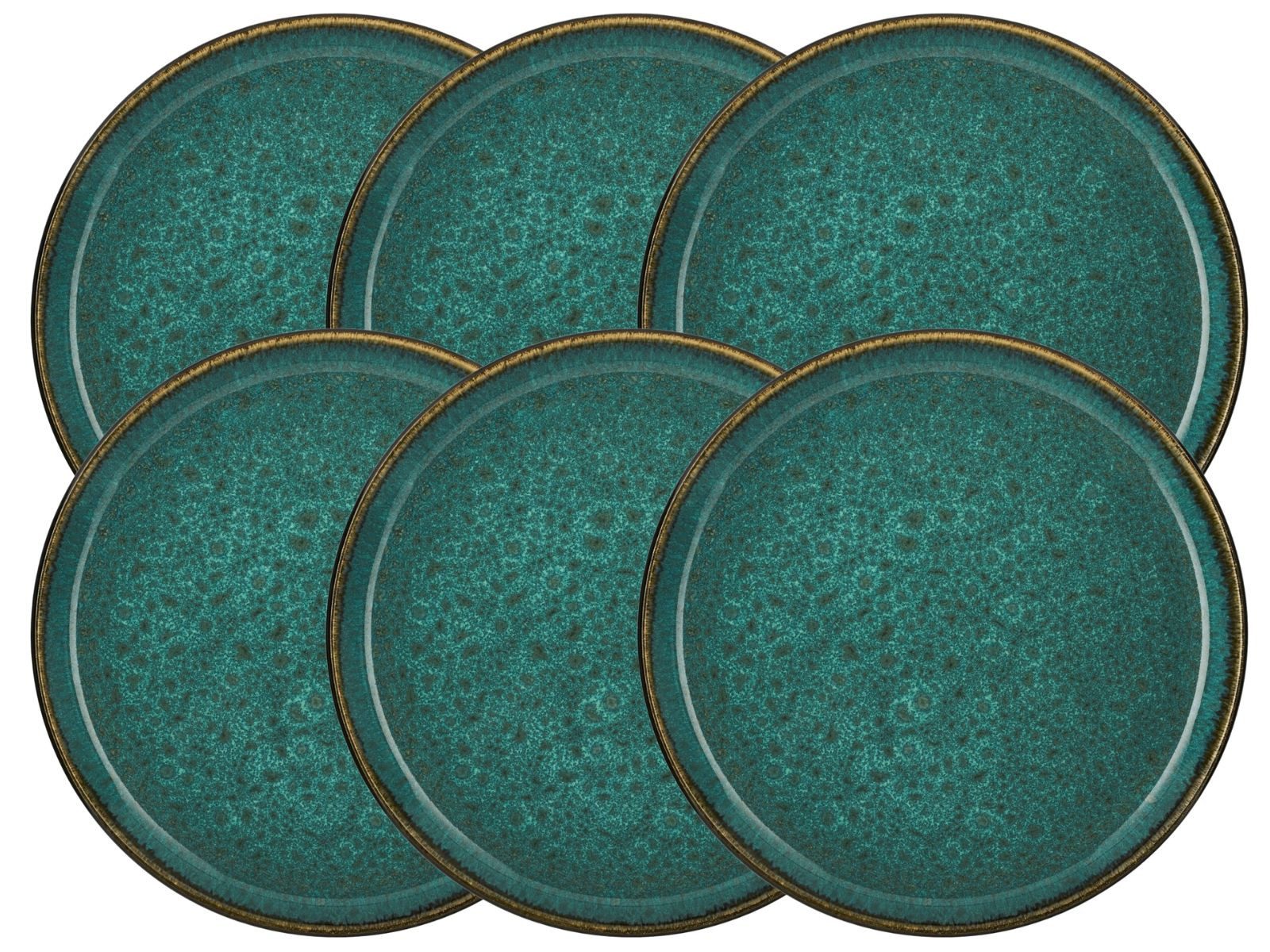 Bitz Teller-Set Frühstücksteller matt green / shiny green 21 cm Set6, Steinzeug