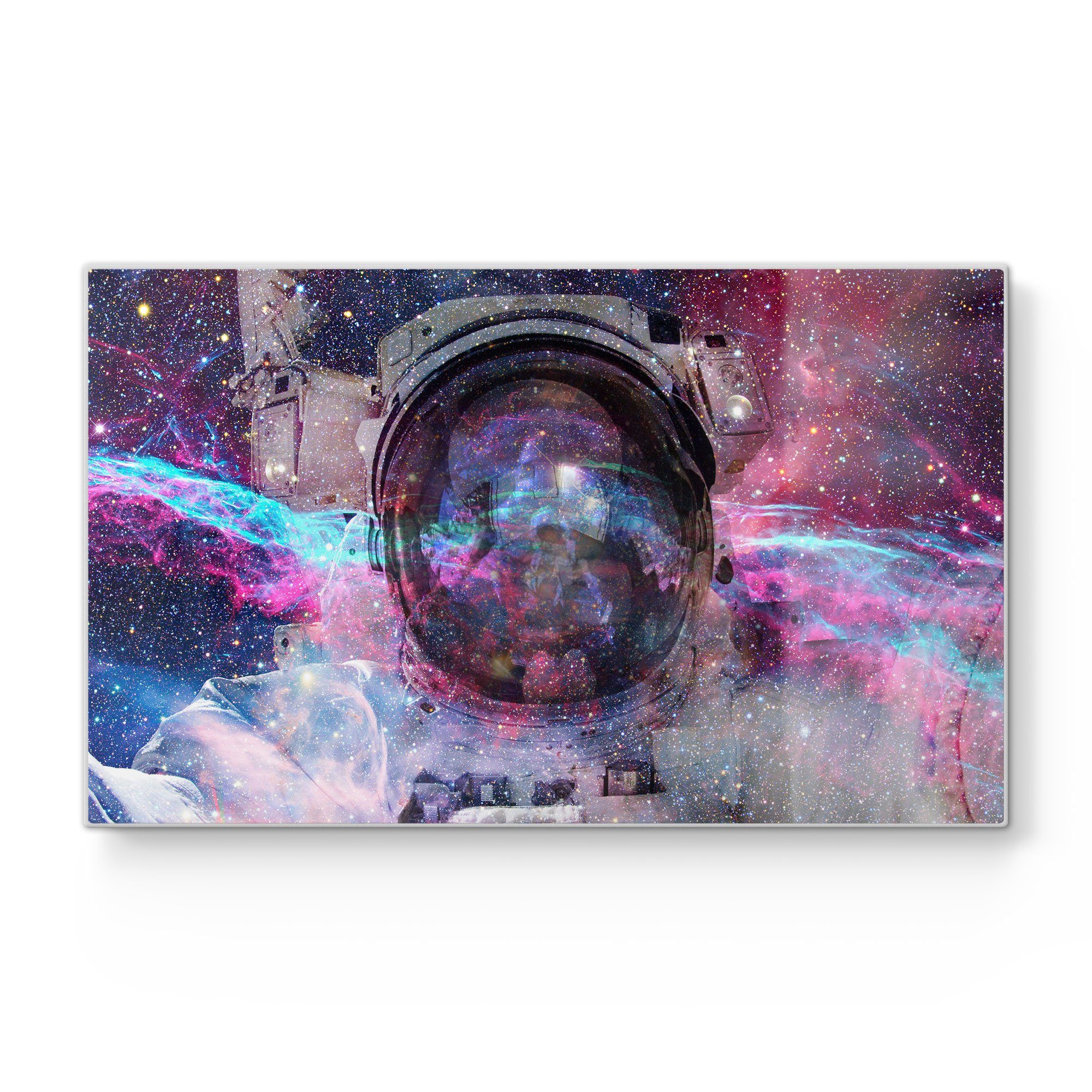DEQORI Schneidebrett 'NASA Astronaut in Nebula', Glas, Platte Frühstücksbrett Schneideplatte