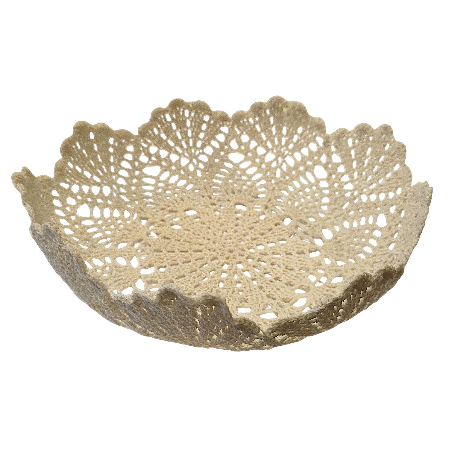 Macosa Home Dekoschale Makramee Baumwolle Beige Natur 30 cm rund (Aufbewahrungsschale Dekoration, Ablageschale Zierkorb), Boho Deko Schale Tischdekoration