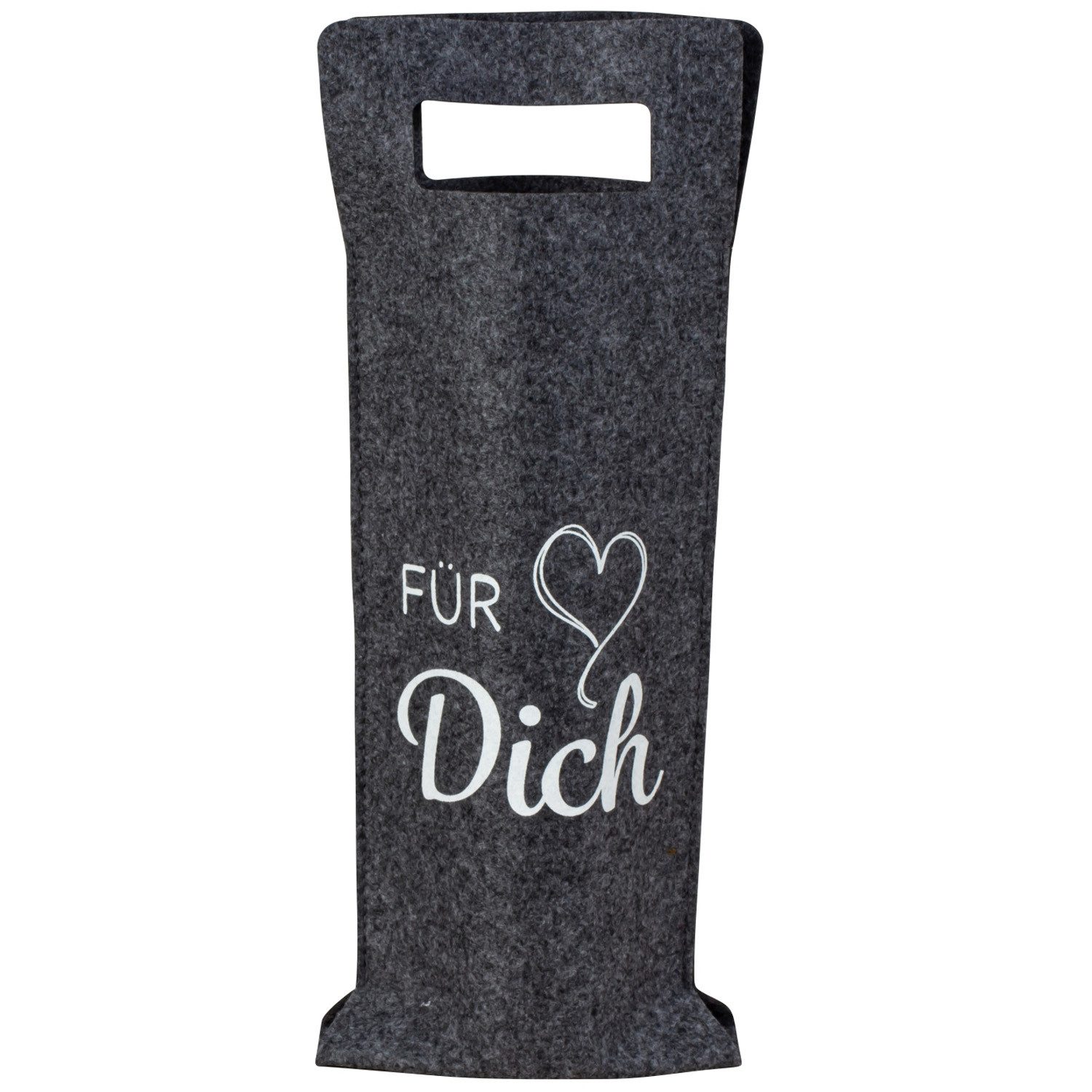 XiRRiX Flaschenträger Flaschentasche aus Filz "Für Dich" Geschenktasche 41 x 15,5 cm (Flaschengeschenk Verpackung, Geschenkverpackung Geburtstag, Jubiläum), mit liebevoller Aufschrift und Herzdruck