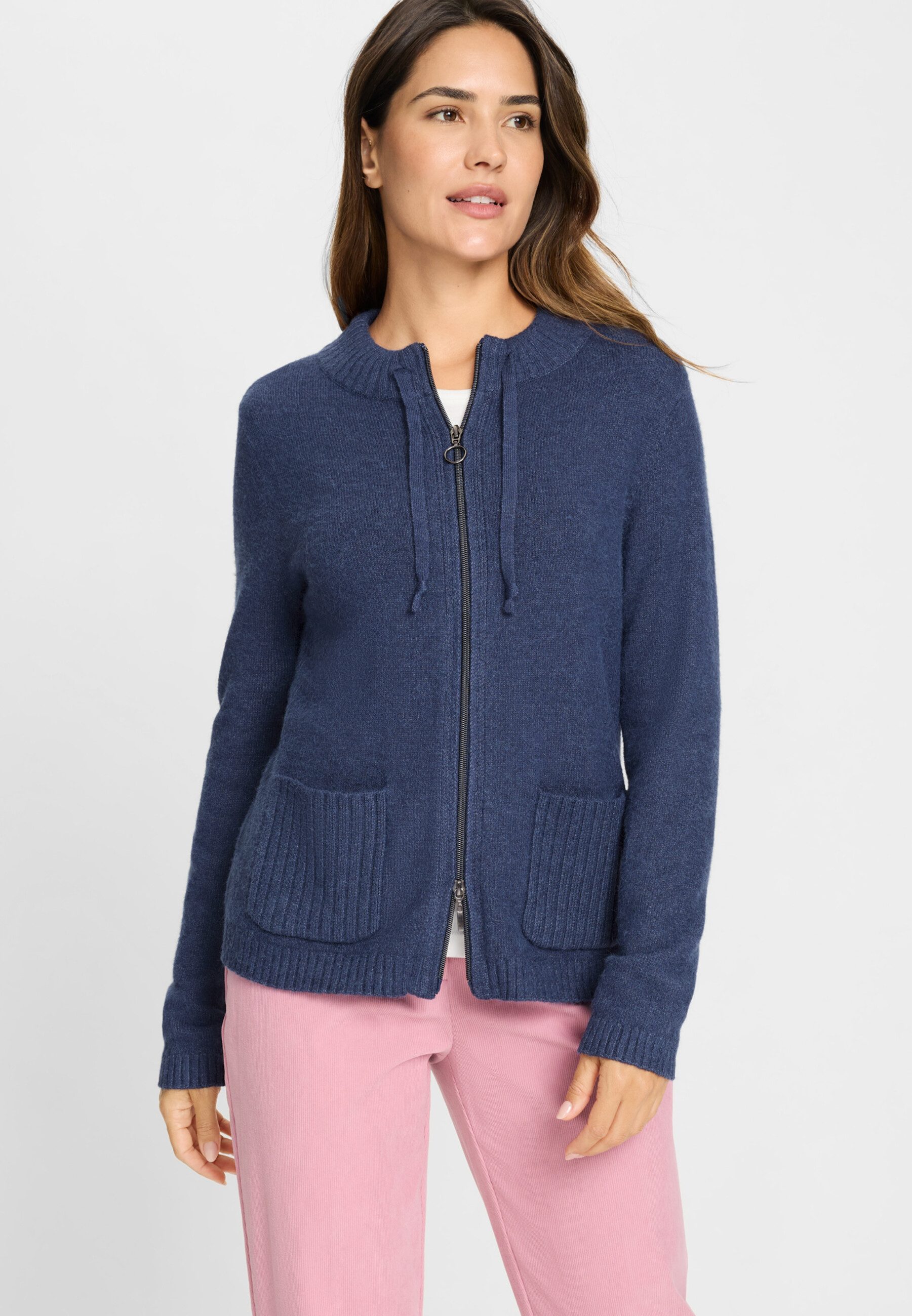 Olsen Cardigan mit Stehkragen und Reißverschluss