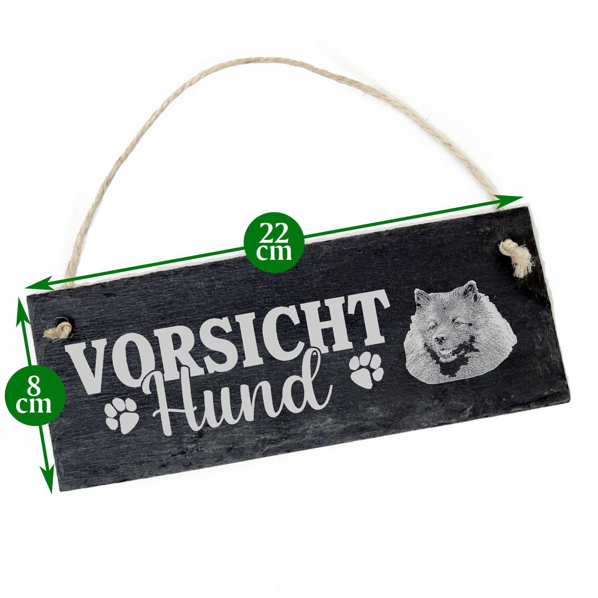 Dekolando Hund Wolfspitz Vorsicht Hängedekoration Schild 22x8cm