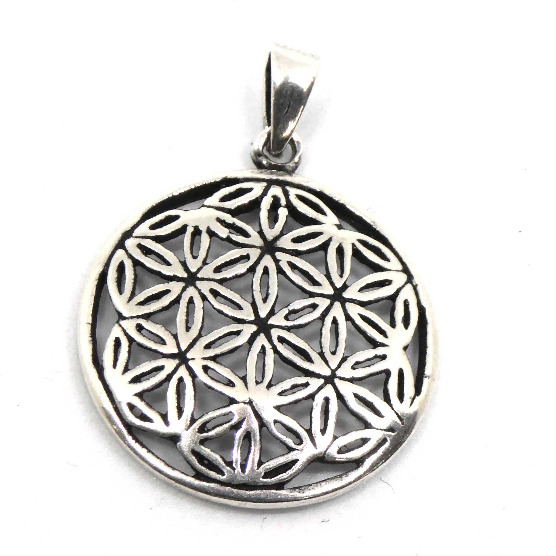 Kettenanhänger Blume des Lebens 925 Silber 1,6cm Amulett Damen