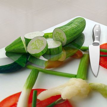 DEQORI Schneidebrett 'Fahrrad aus Gemüse', Glas, Platte Frühstücksbrett Schneideplatte