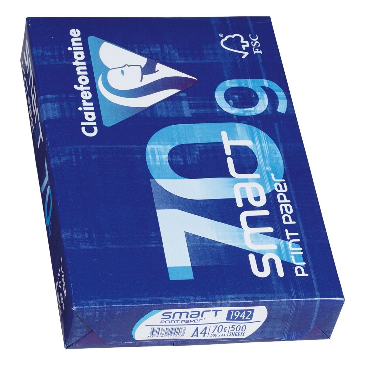 CLAIREFONTAINE Druckerpapier Smart Print Paper, Format DIN A4, 70 g/m², 168 CIE, 500 Blatt