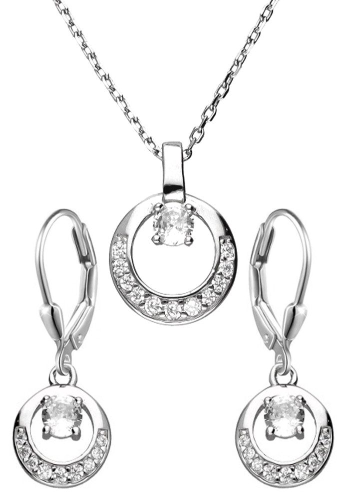 Ohrring und Ketten Set Schmuckset 925 Silber Halskette mit Anhänger 43+3cm Ohrhänger