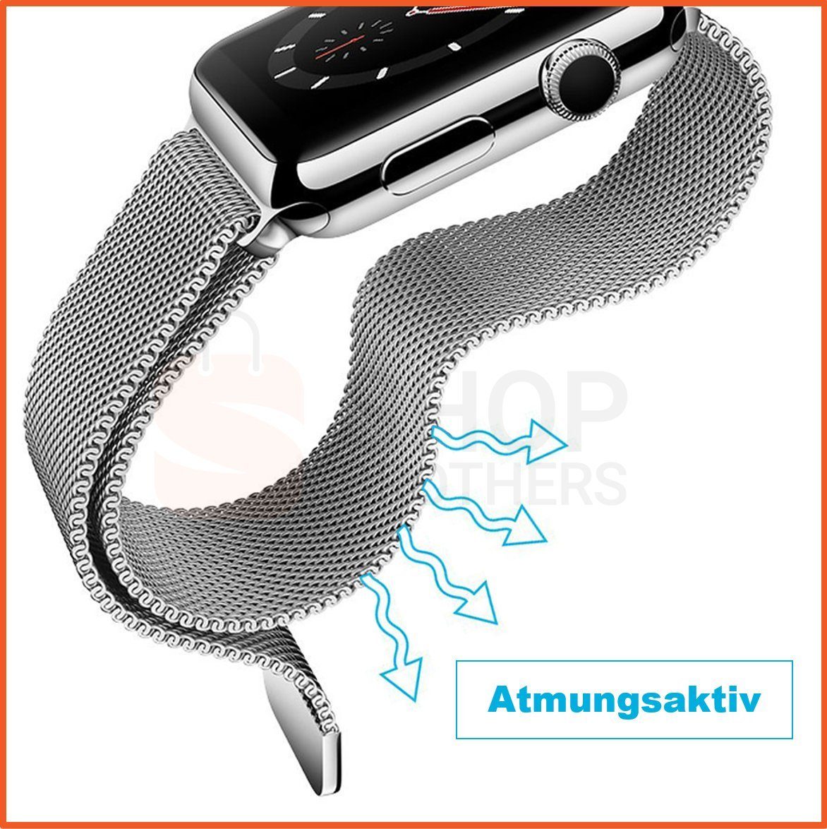 Armband Dünn Magnetisch, Shopbrothers Gewebe, Mesh Leicht, Magnetisch Edelstahl Metallic Milanese Smartwatch-Armband