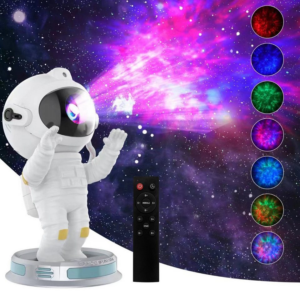 MUPOO LED Nachtlicht Astronauten Sternenhimmel Projektor, LED Galaxy Starry  Light Projector, Lampe Mit Timer & Fernbedienung