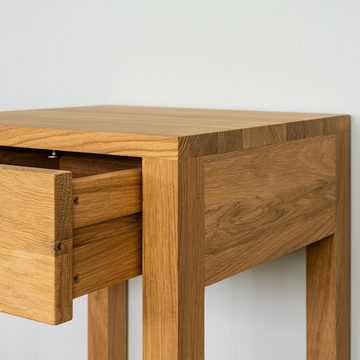 Woodek Design Nachttisch TOMMY, moderner Ablagetisch mit Schublade, H 57 x B 40 x T 35 cm (Nachtkonsole aus geöltem Eichenholz, 1-St., Stilvolle Nachtkommode), skandinavischer Beistelltisch mit Ablage