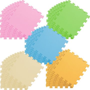 LittleTom Puzzlematte 45 Teile Baby Kinder Puzzlematte ab Null - 30x30, Pink Gelb Beige Blau Grün