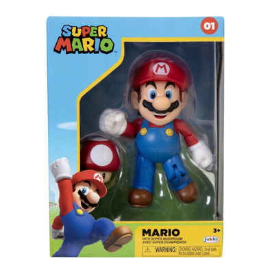 Jakks Pacific Merchandise-Figur Super Mario - Mario 10 cm Figur (Sammlerbox), (Set, 2-tlg)