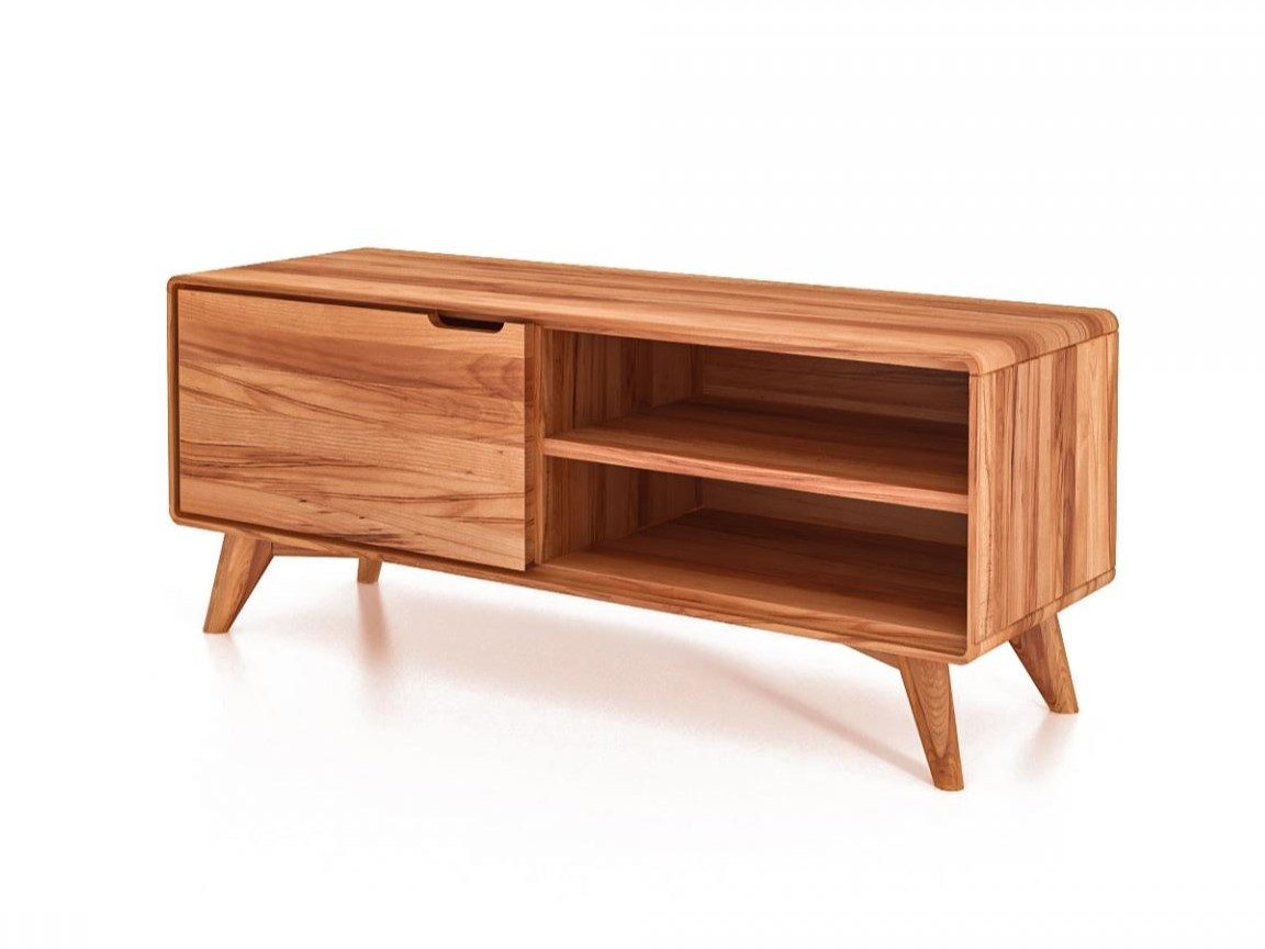 Natur24 Lowboard TV-Board Gerg Kernbuche 120x40x48 mit 1 Tür und 2 offenen Fächern