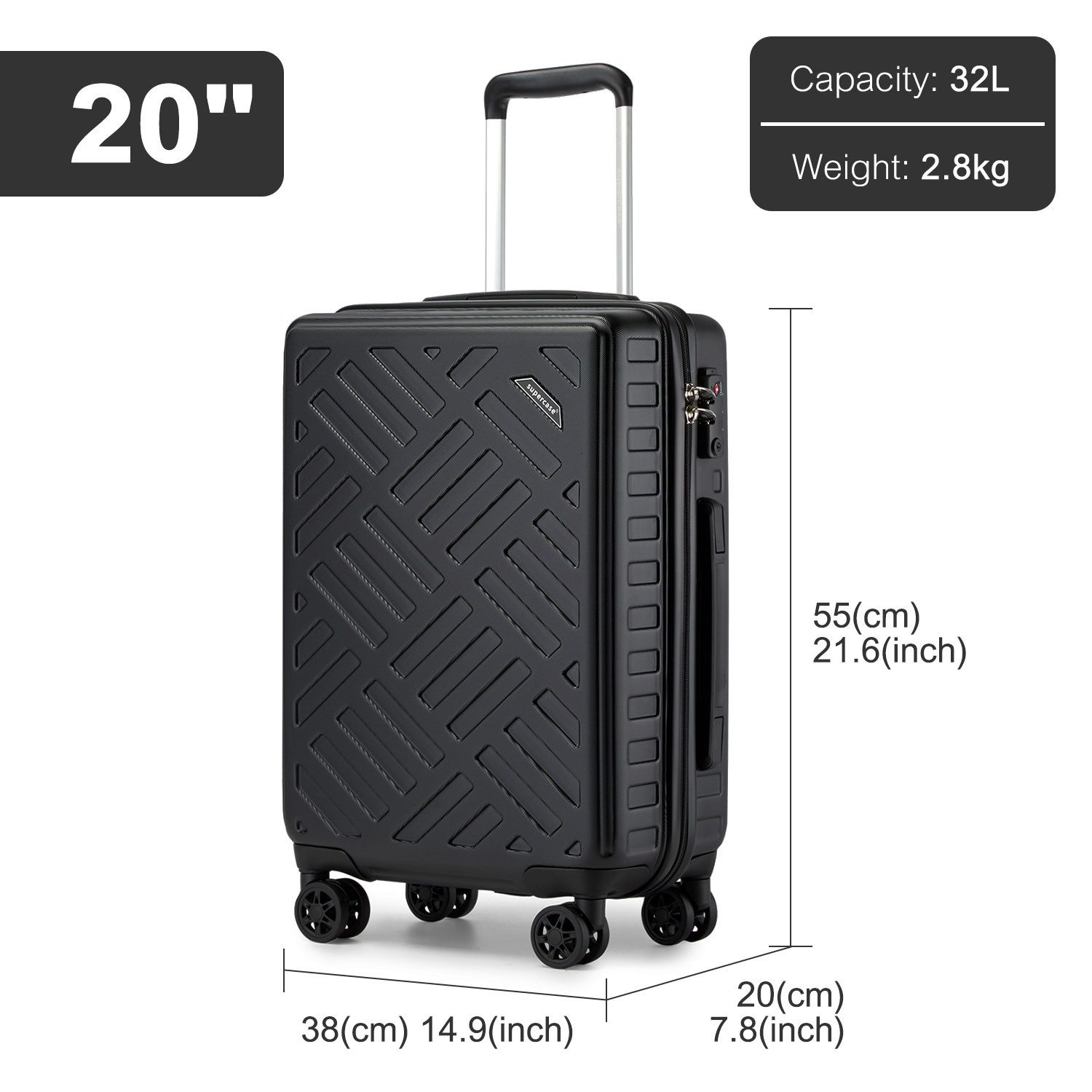 Supercase Trolley Leichter Hartschalenkoffer mit 4 günstig online kaufen
