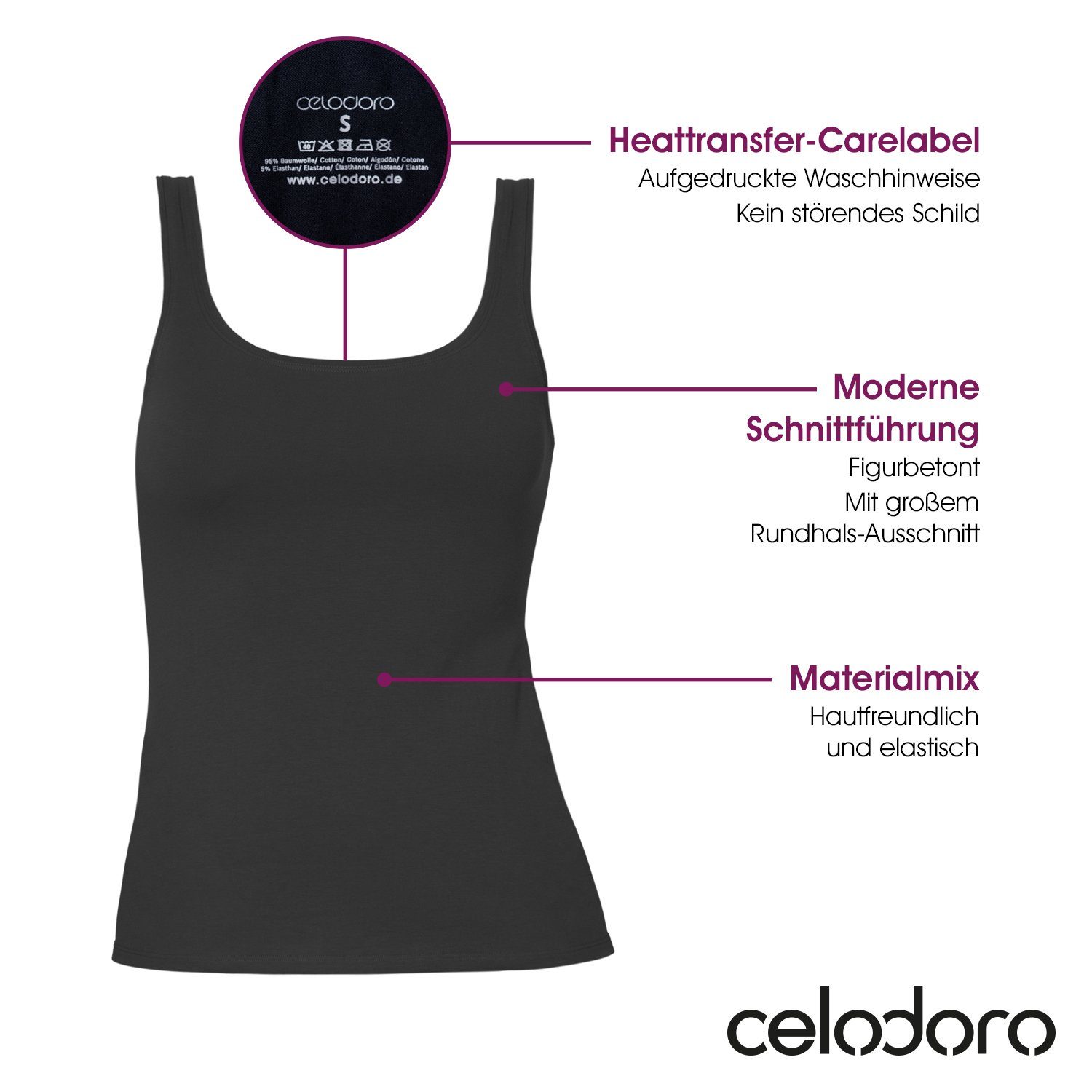 celodoro Unterhemd Damen Basic Tanktop Achselhemd (1 Stück) aus Baumwolle günstig online kaufen