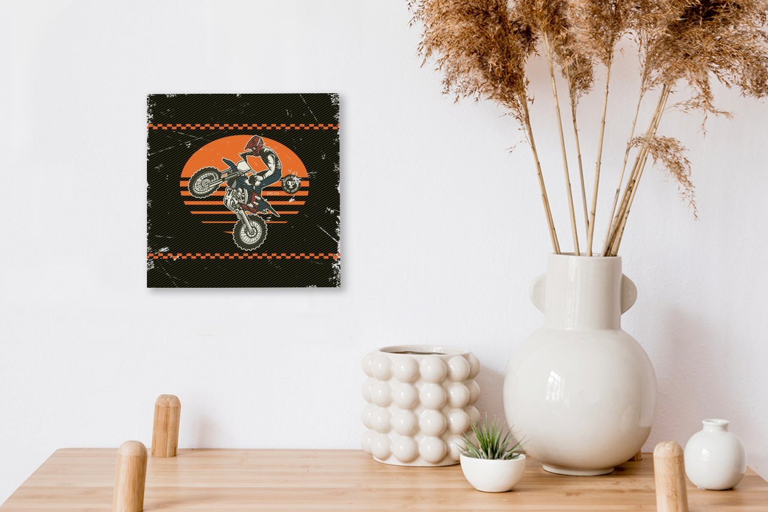 OneMillionCanvasses® Leinwandbild Wohnzimmer Bilder Leinwand Jahrgang (1 St), Motorrad - für Schlafzimmer - Design