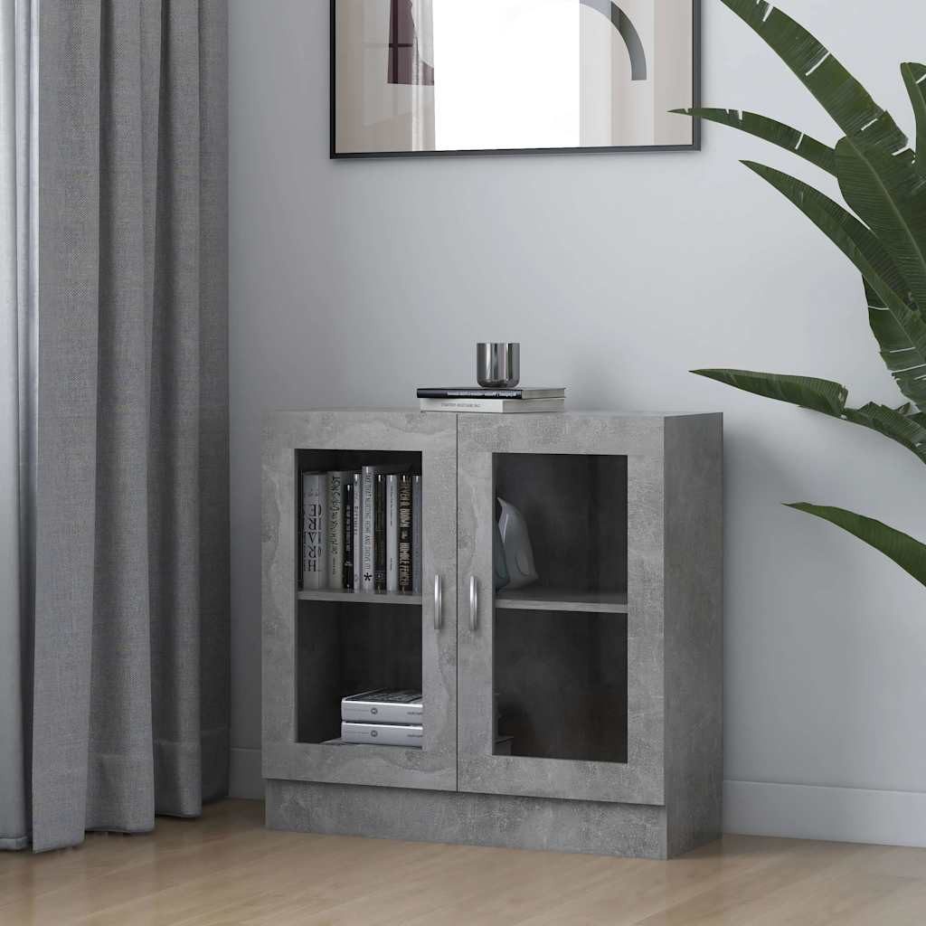 furnicato Vitrine mit 2 Fächern und 2 Türen 82,5x30,5x80 cm Betongrau (1-St)