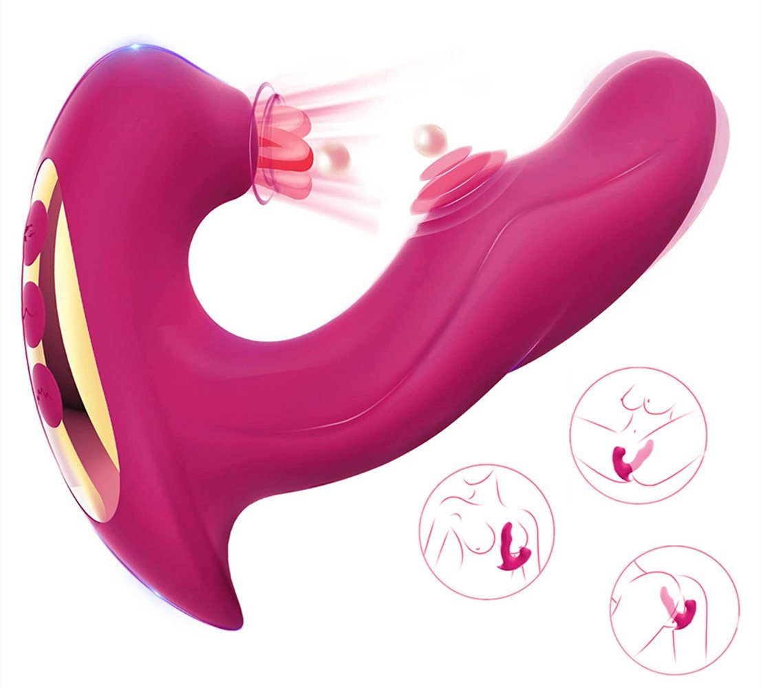 autolock G-Punkt-Vibrator 3-1 neuste Klitoris G-Punkt Vibrator, 10 Vibrationsmodi,5 Pulsationsmodi und 5 Leckmodi Rosa