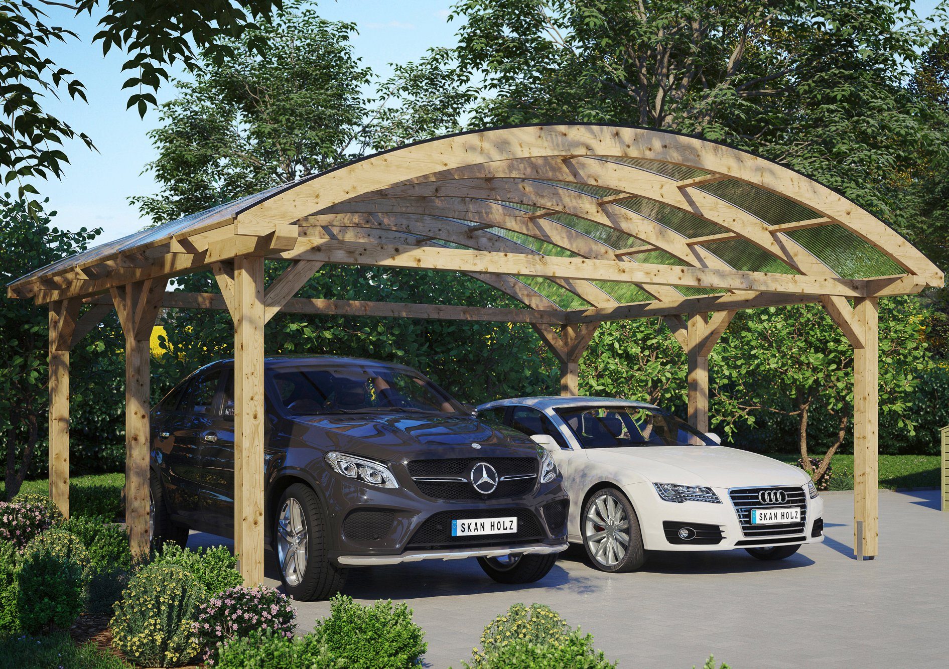 Skanholz Doppelcarport Franken, BxT: 635x541 cm, 220 cm Einfahrtshöhe