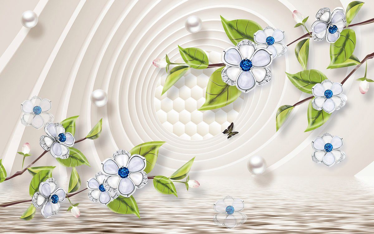 Papermoon Fototapete Muster mit Blumen