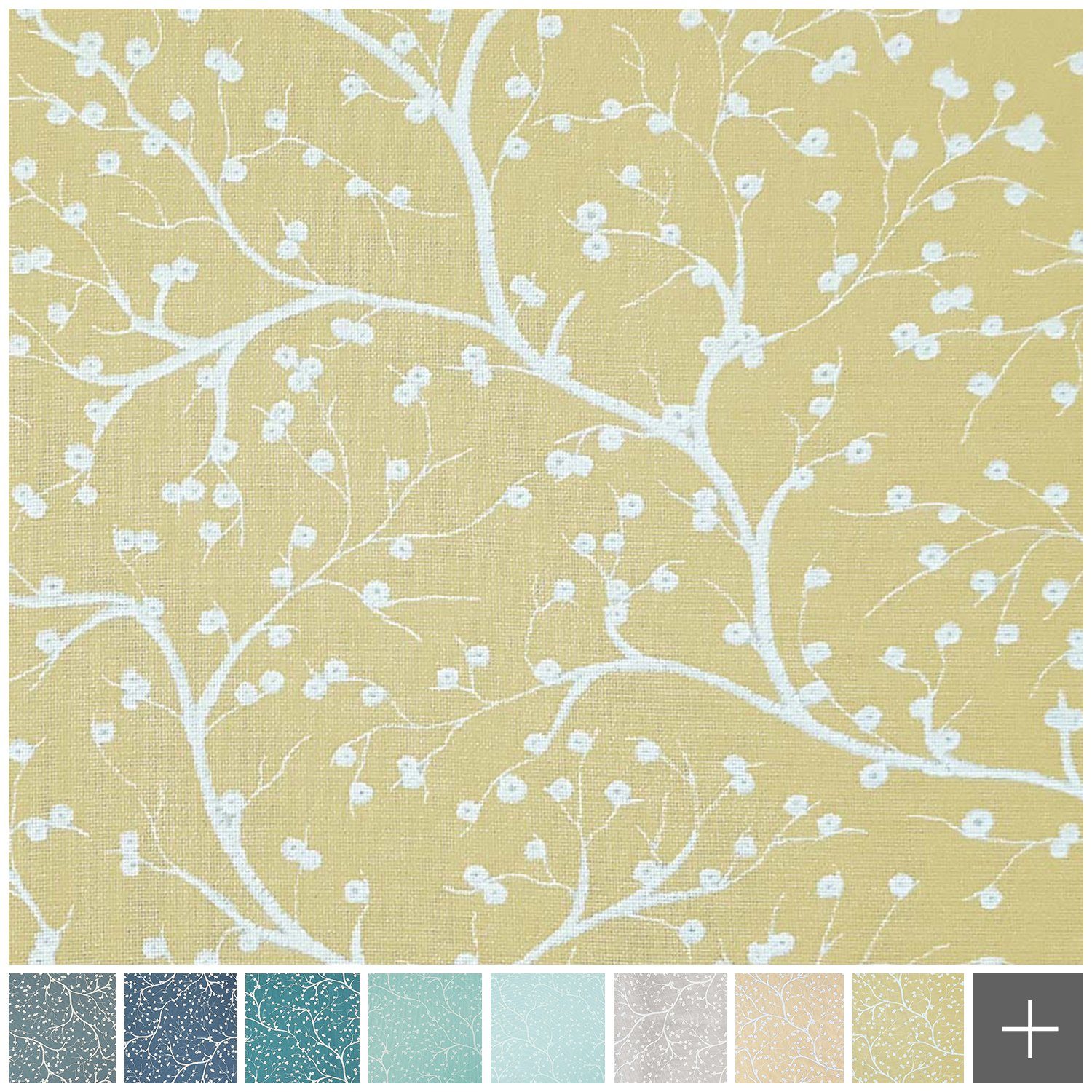novely® Stoff HANAU TWIG - Möbelstoff mit Blumen-Print, Robust, Pflegeleicht, Waschbar, Meterware, 1lfm