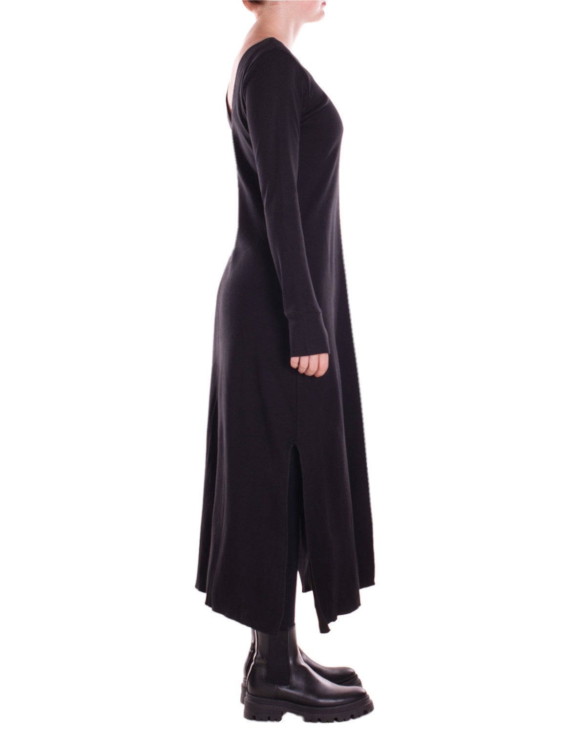 Vishes Midikleid Kleid knielang aus Baumwolle - V-Ausschnitt, Daumenlöcher, einfarbig Alternative Bekleidung, Ethno, Hippie, Retro Style