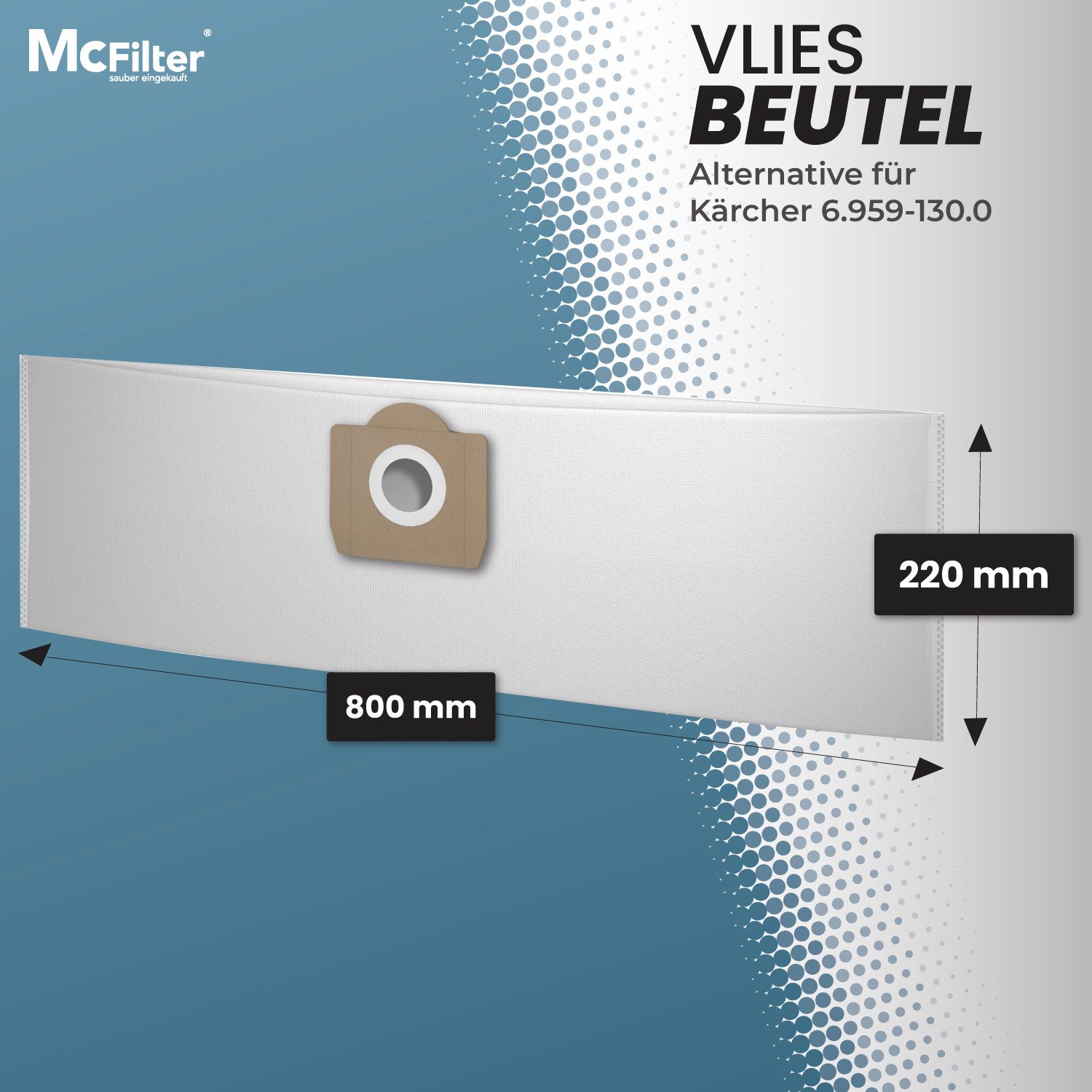 McFilter Staubsaugerbeutel (10 Stück) + 1 Filter, passend für Nass- Trockensauger Kärcher WD3 WD 3 und MV3 MV 3, A2604 A2204 A2254 Staubsauger, 11 St., Alternative für 6.959-130.0 (Beutel), 6.414-552.0 (Patronenfilter)