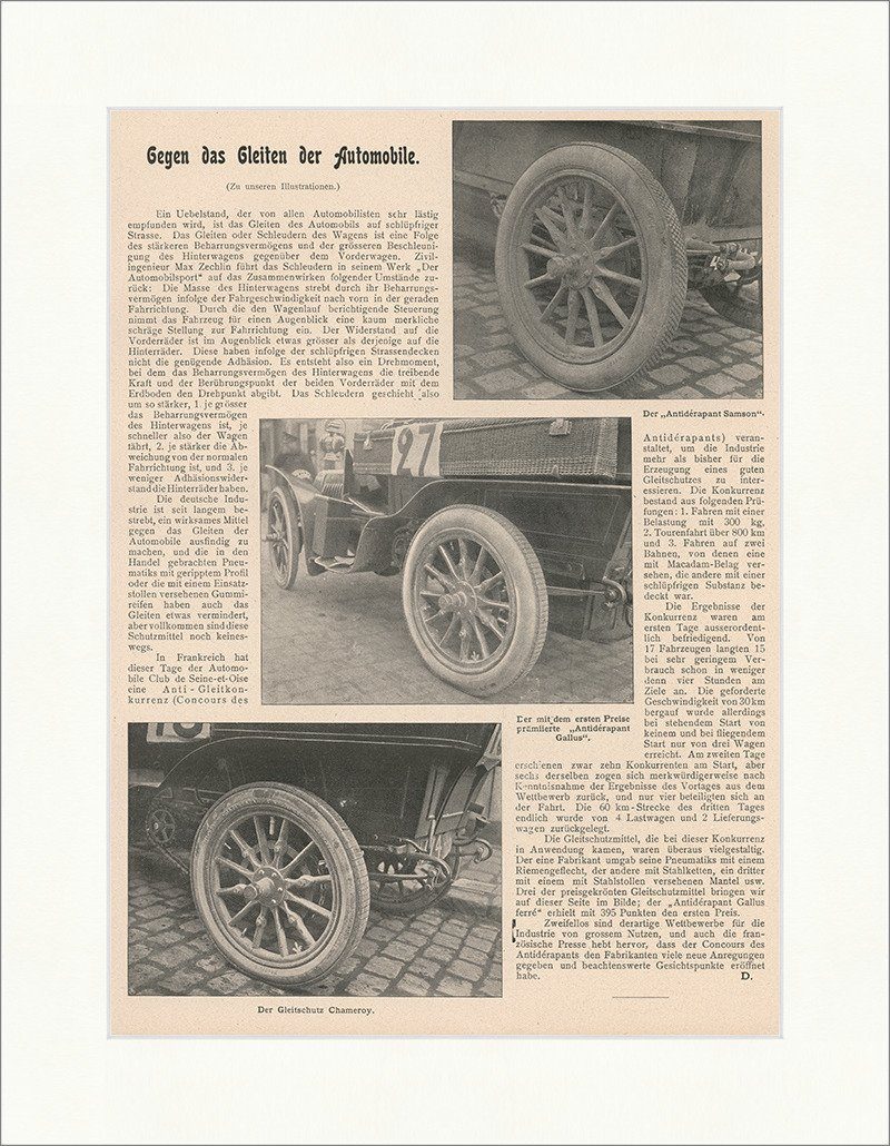 Kunstdruck Gegen das Gleiten der Automobile Chameroy Reifen Räder Gummi F_Vintage, (1 St)