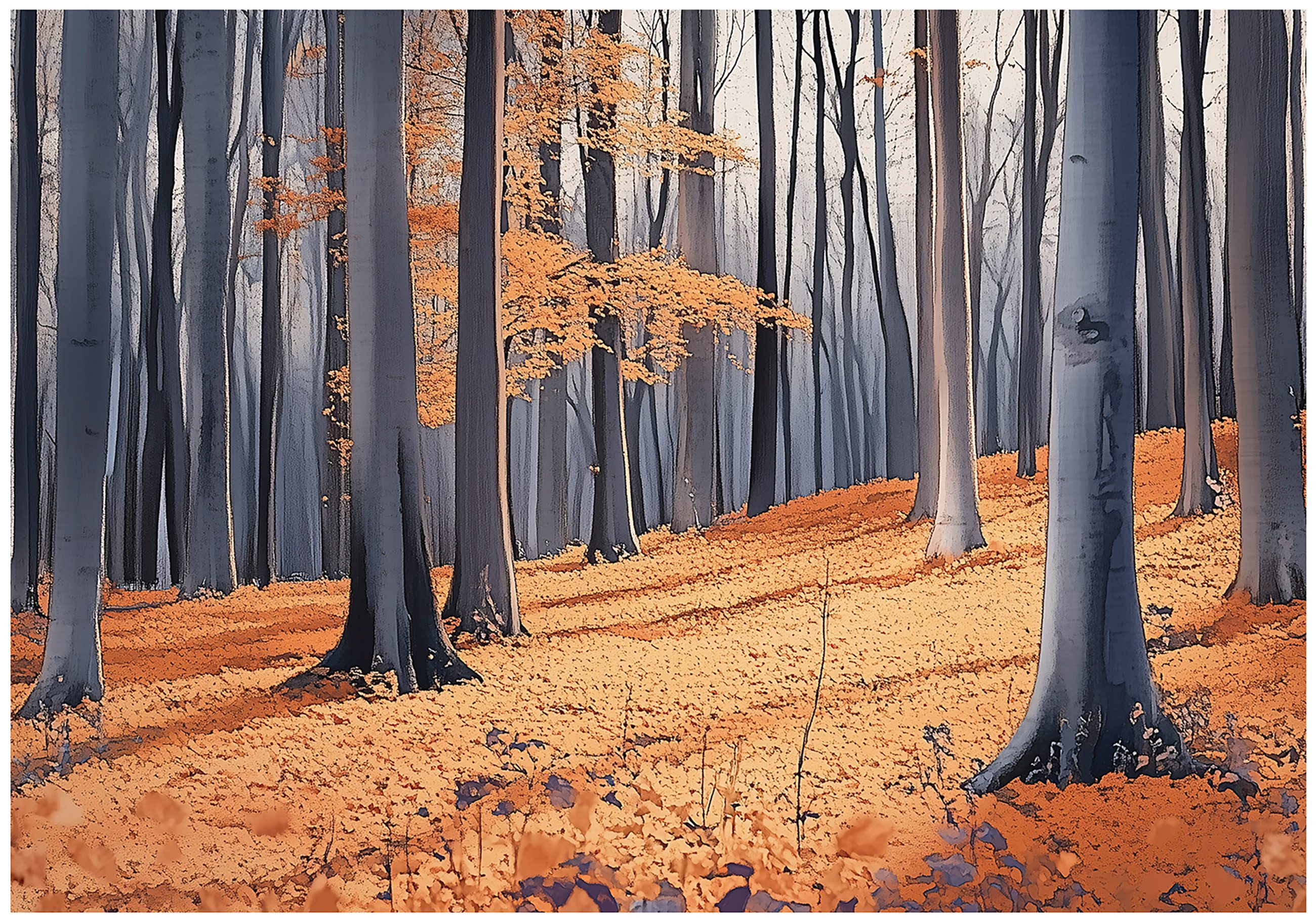 Fototapete Wald Natur Orange Baum Vlies Tapete Wohnzimmer Schlafzimmer Wandtapete
