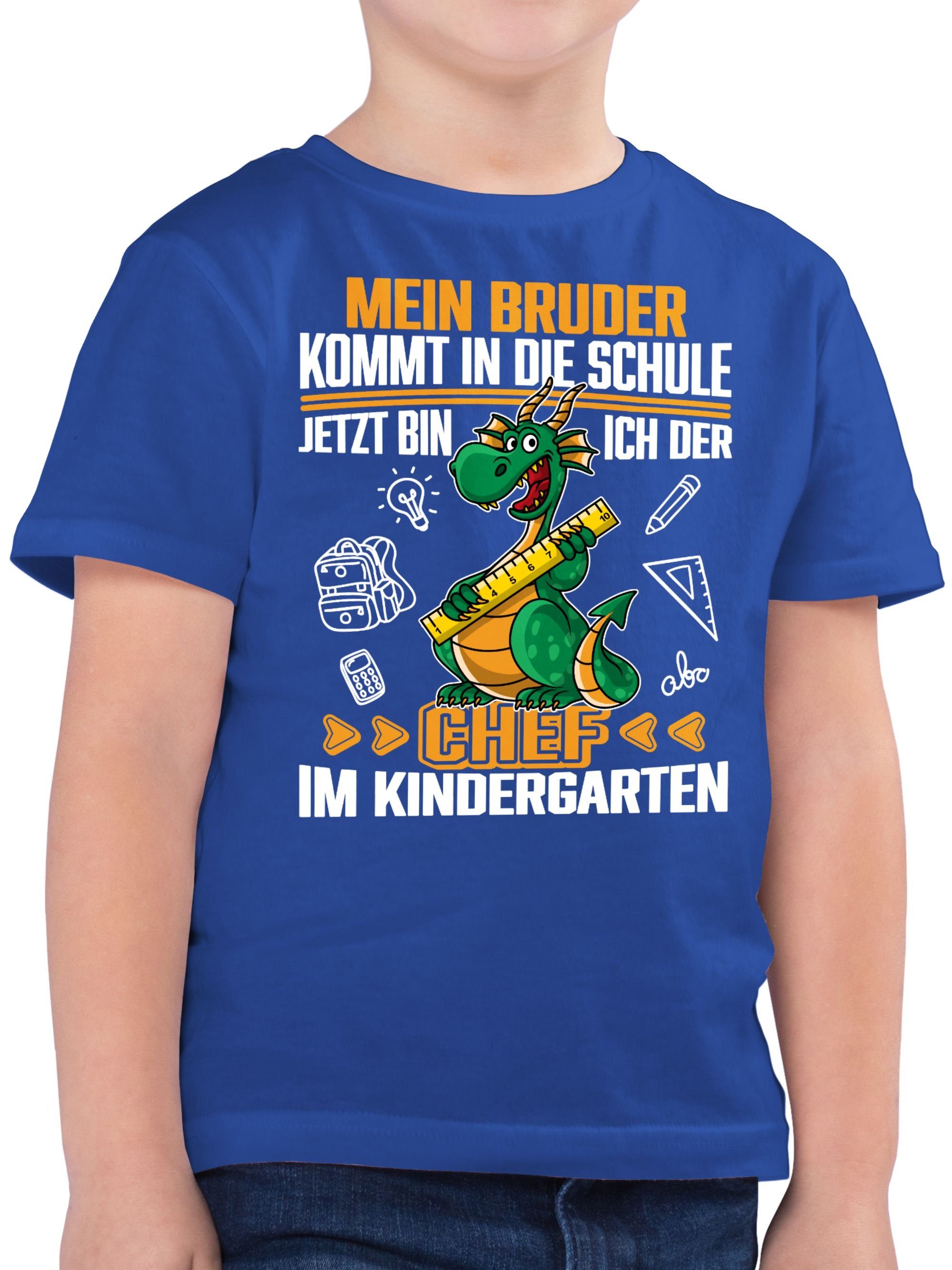 Shirtracer T-Shirt Mein Bruder kommt in die Schule! Jetzt bin ich der Chef im Kindergarte (1-tlg) Hallo Kindergarten