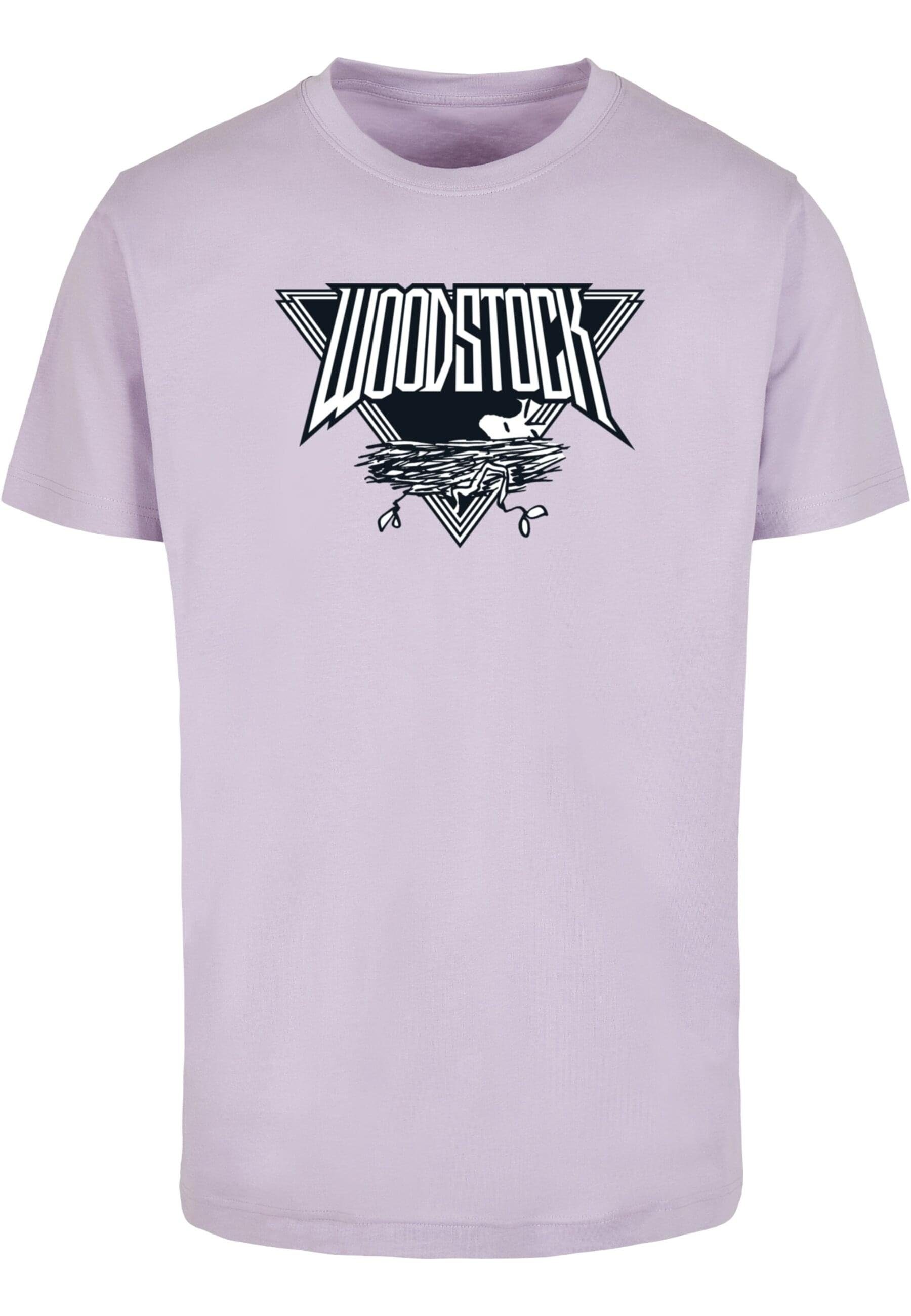 Herren Neck T-Shirt Woodstock Round lilac Peanuts (1-tlg) - T-Shirt Merchcode