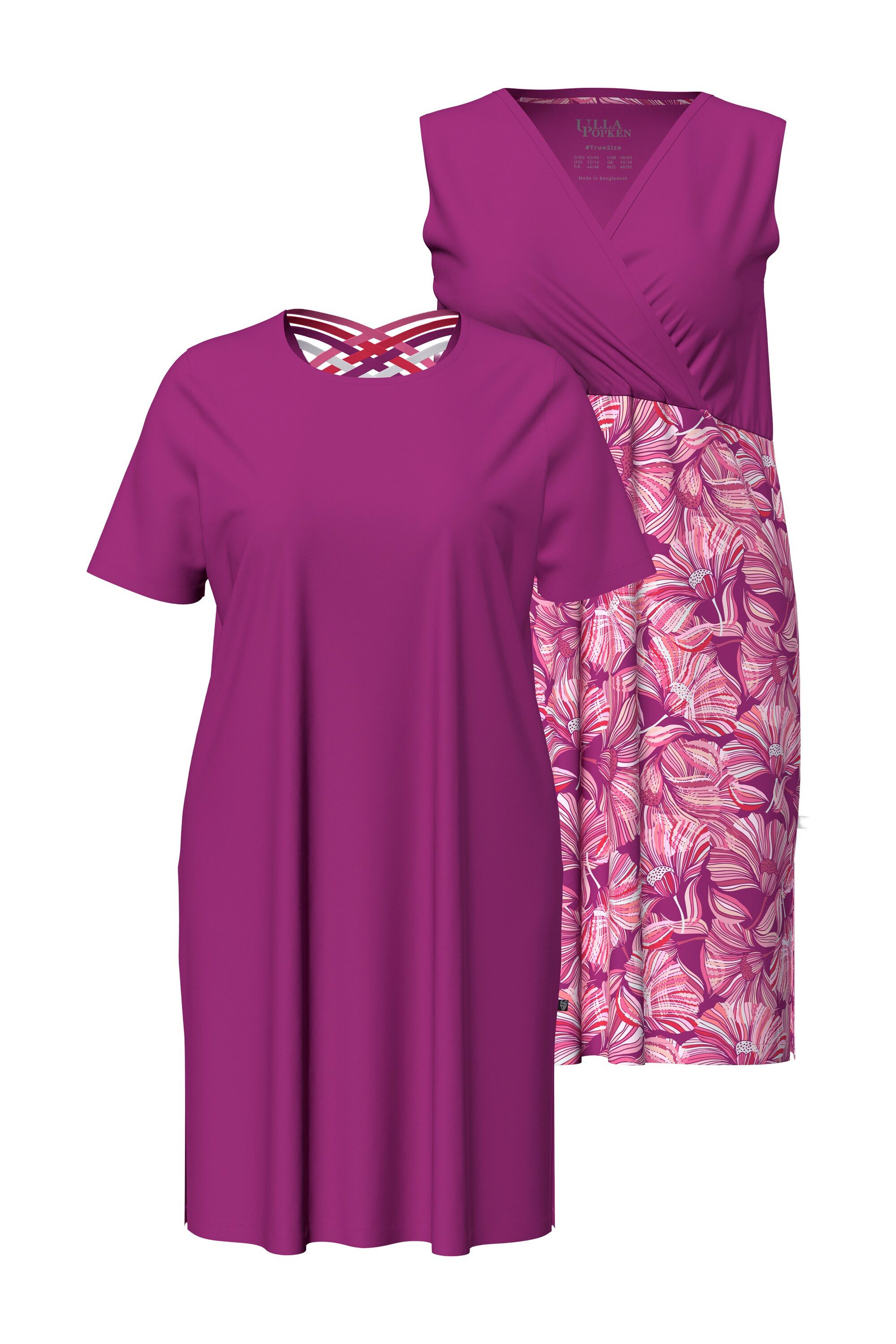 Ulla Popken Bigshirt Bigshirts 2er-Pack Rundhals/V-Ausschnitt Halbarm
