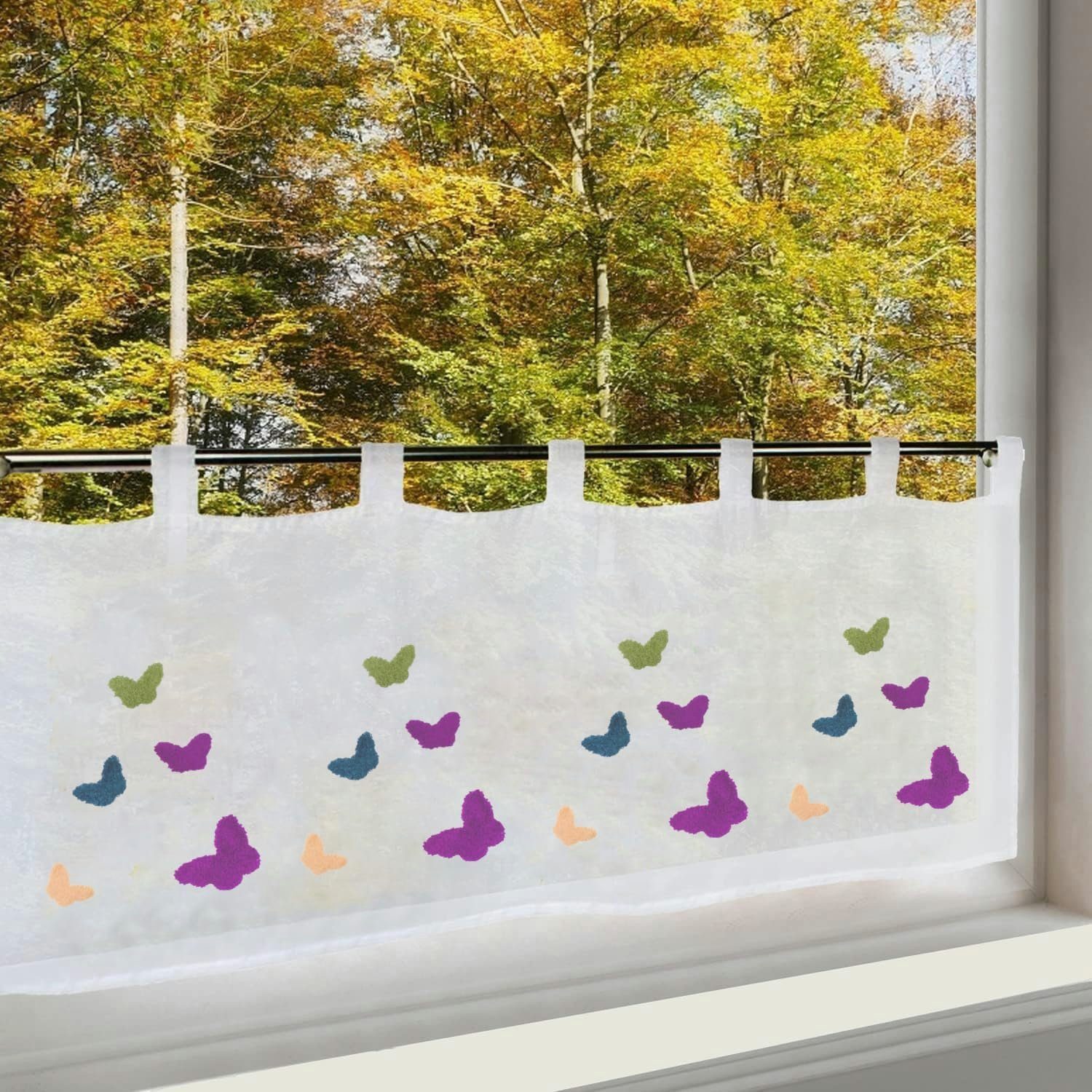 Delindo Lifestyle Scheibengardine bunte Schmetterlinge mit günstig online kaufen