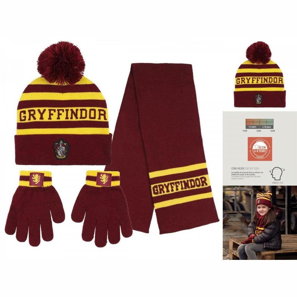 Harry Potter Beanie Harry Potter Gryffindor Mütze Schal und Handschuhe Set  Rot Unisex Herr