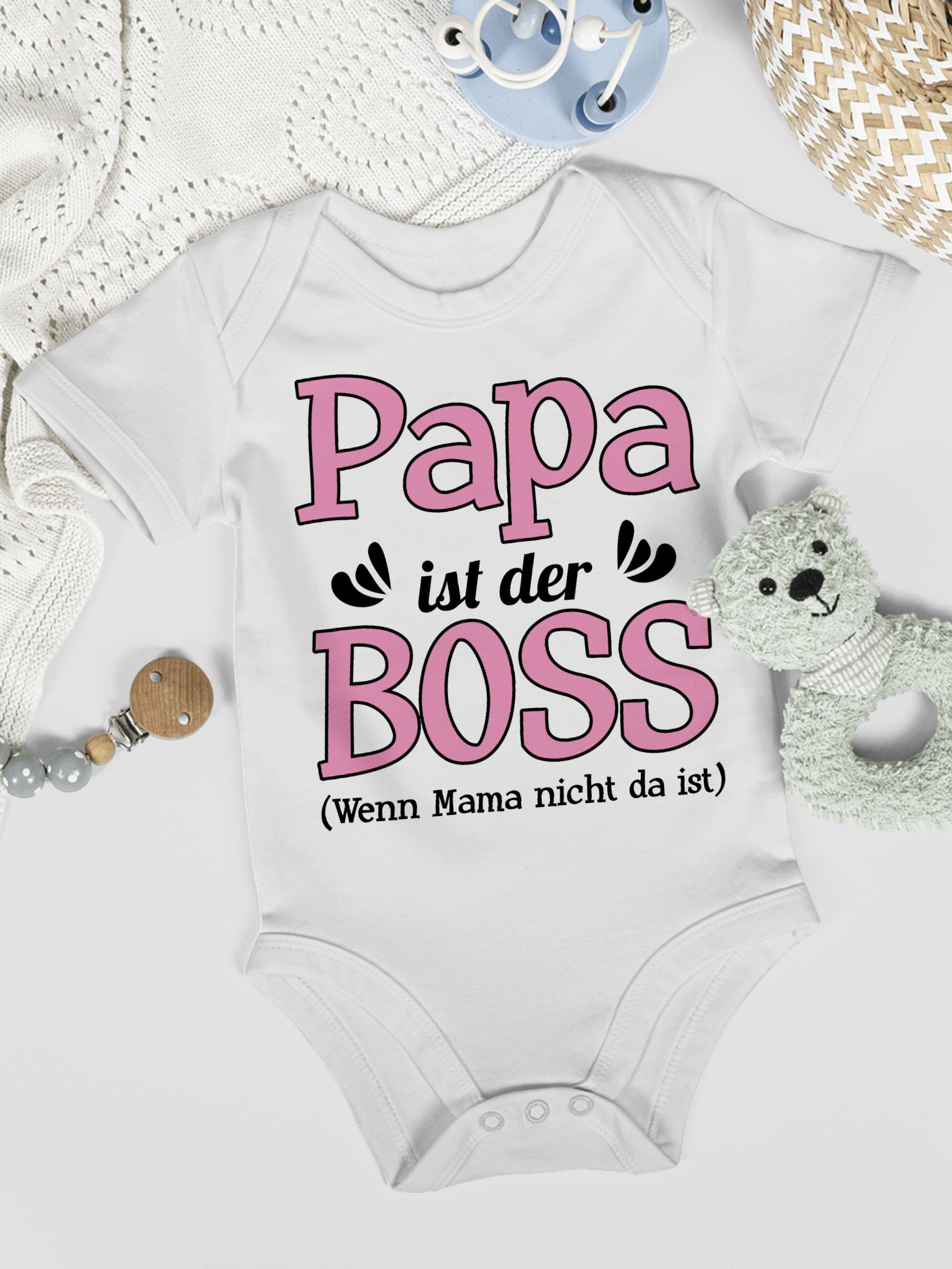 nicht Papa da der 1 wenn Sprüche Baby Boss - ist Shirtracer Mama Shirtbody ist rosa Weiß
