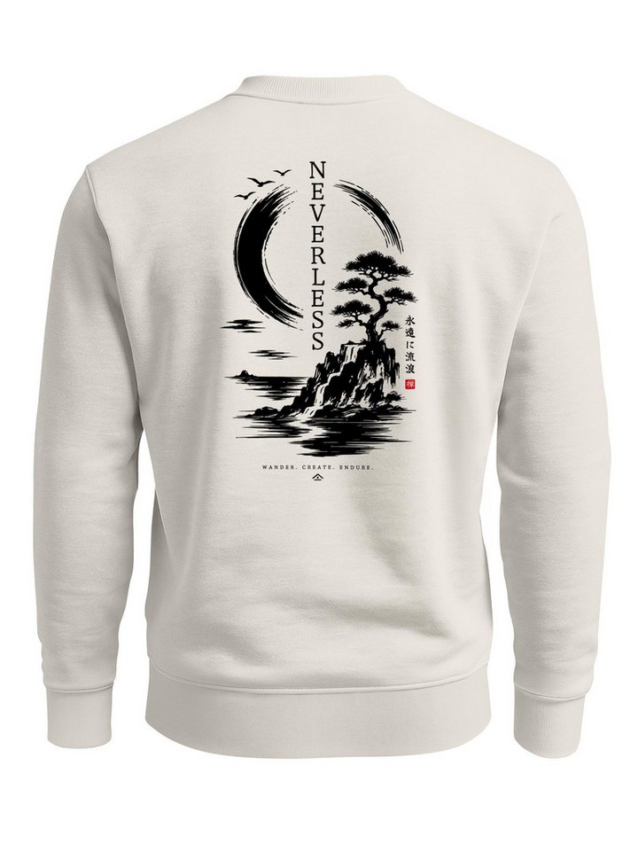 Neverless Sweatshirt Herren Sweatshirt mit Rückenprint - Spirit of Japan - Regular Fit