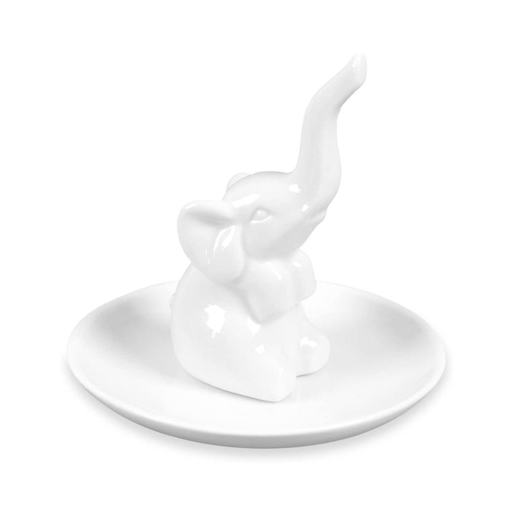Tian Dee Schmuckkassette 1 x Elefanten-Ringhalter, Keramik, dreidimensionales Schmucktablett