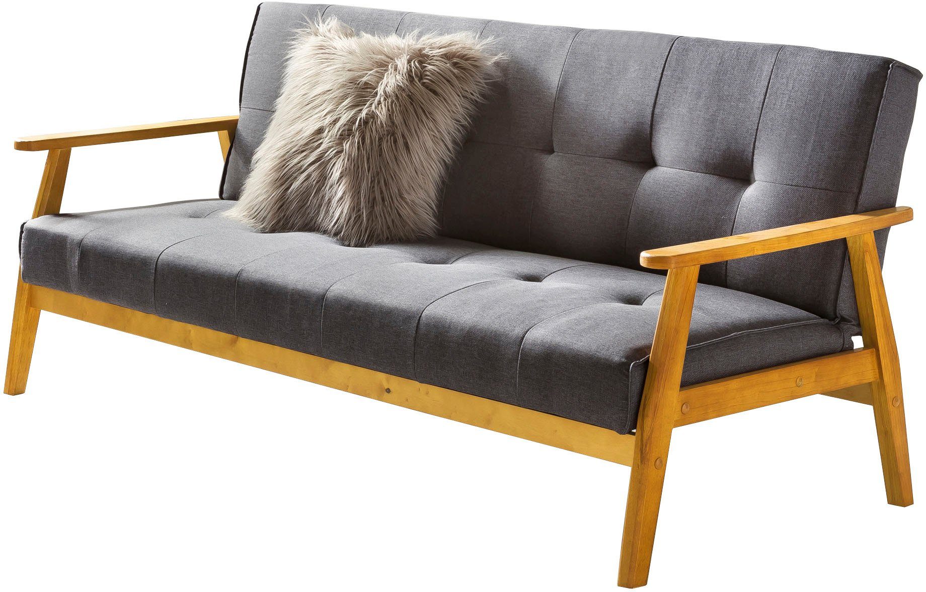 SalesFever Schlafsofa Skagen 3-Sitzer Sofa, Holzgestell Sofa: Entspannung und Schlaf auf 190cm Breite