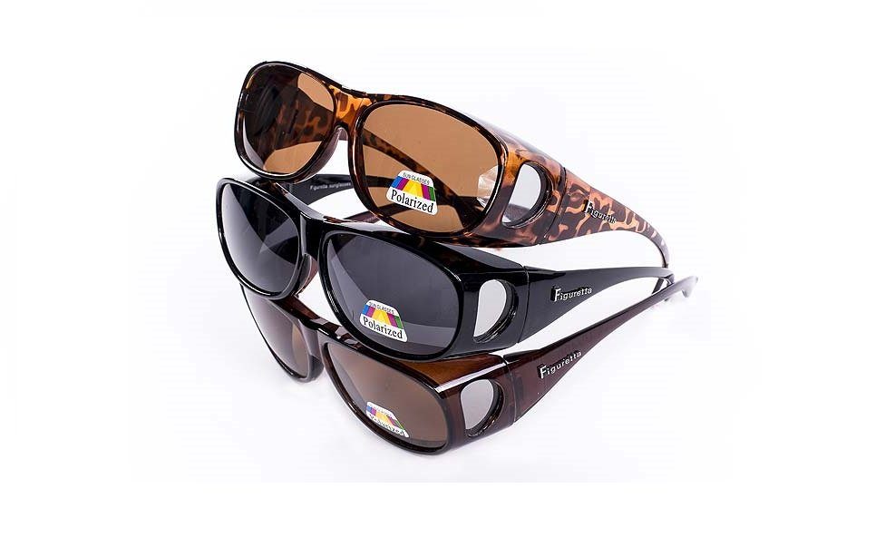 Figuretta Sonnenbrille Figuretta Gläsern Überbrille der UV-Schutz Werbung Nacht-Überbrille Brille TV schwarz mit in Schutz hoher UV gelben Sonnenbrille aus